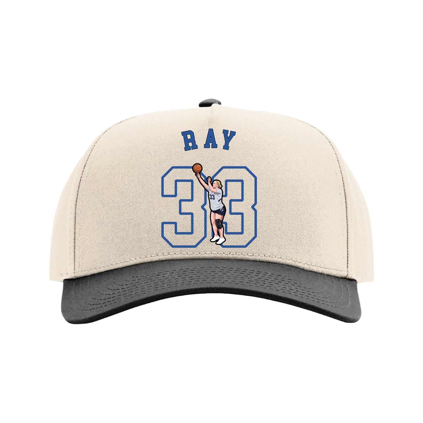 Full Fabric Five-Panel Champ Cap — Shirsey Arch in Cream/Black