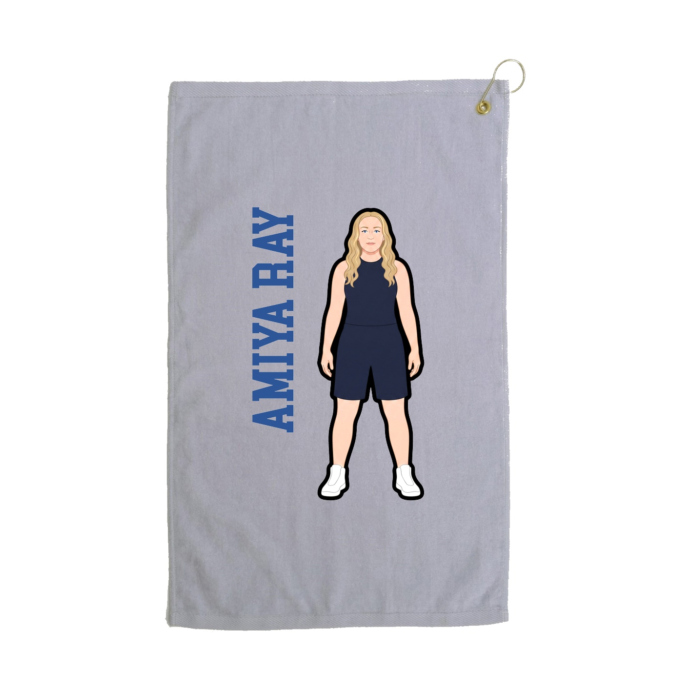 Golf Towel — Name Vertical in Grey