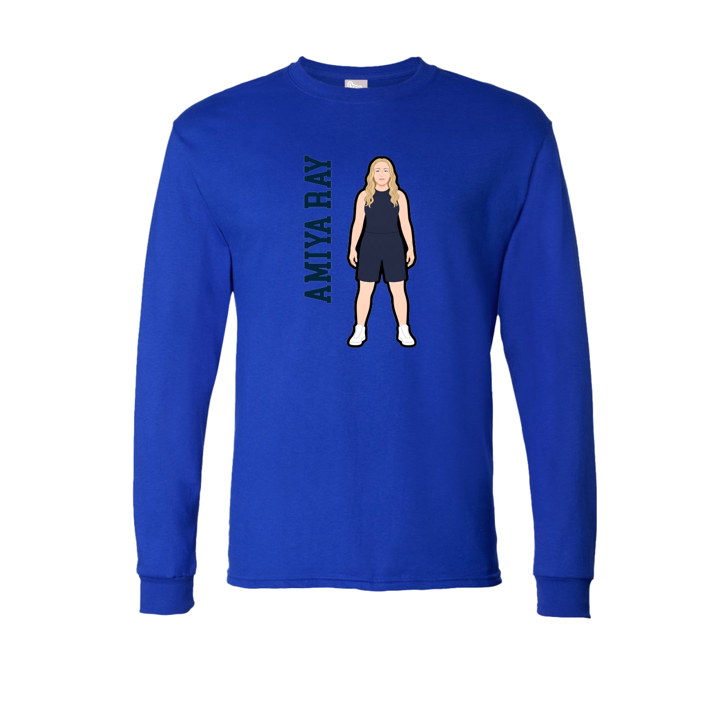 Long Sleeve Tee — Name Vertical in Royal