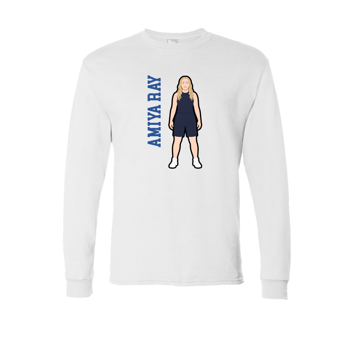 Long Sleeve Tee — Name Vertical in White