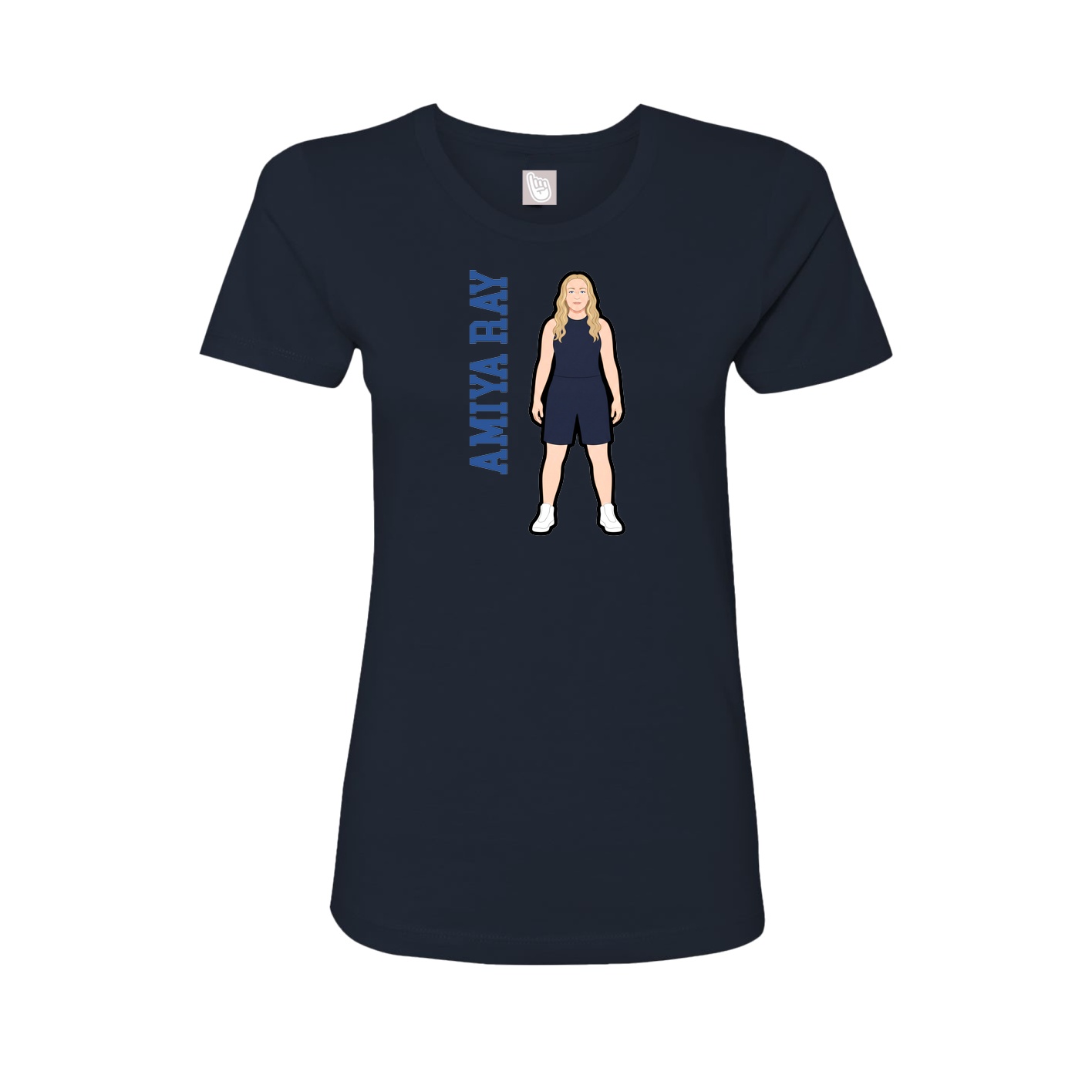 Fitted Women's Tee — Name Vertical in Navy