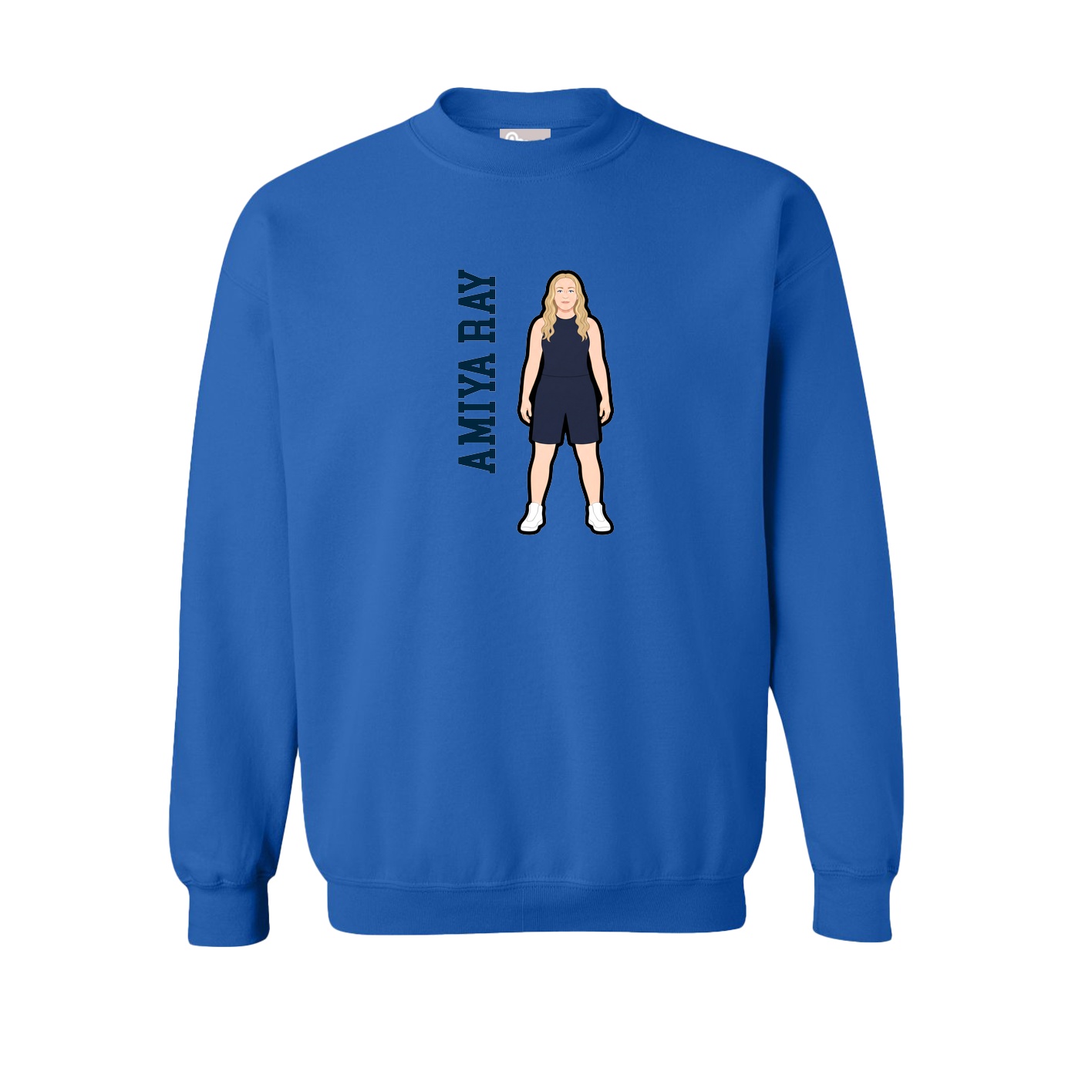 Fleece Crew — Name Vertical in Royal