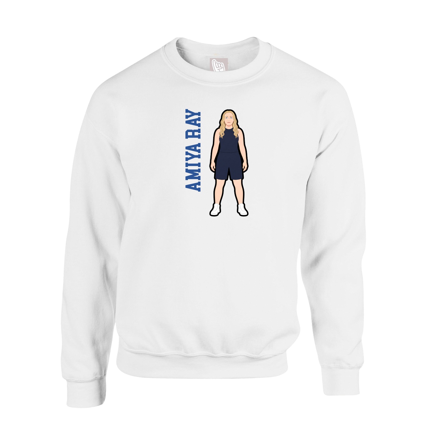 Fleece Crew — Name Vertical in White