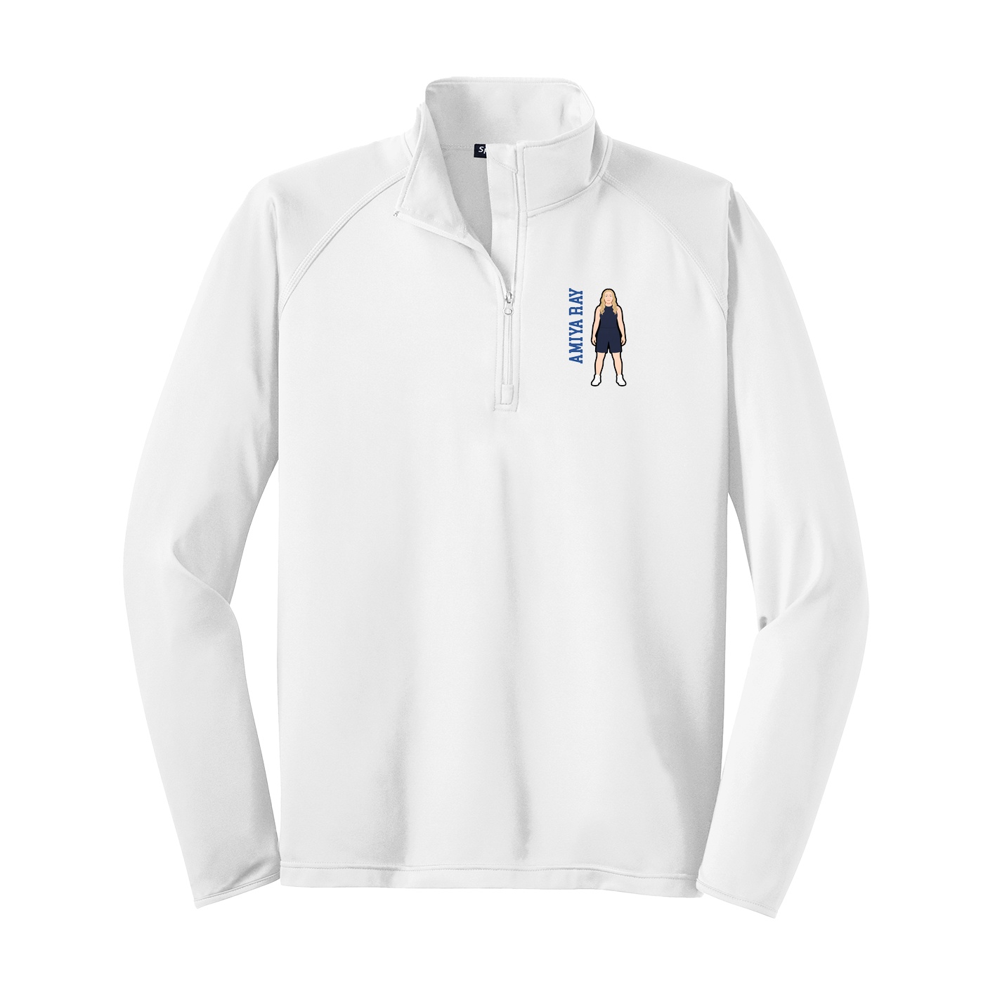 Q-Zip Pullover — Name Vertical in White