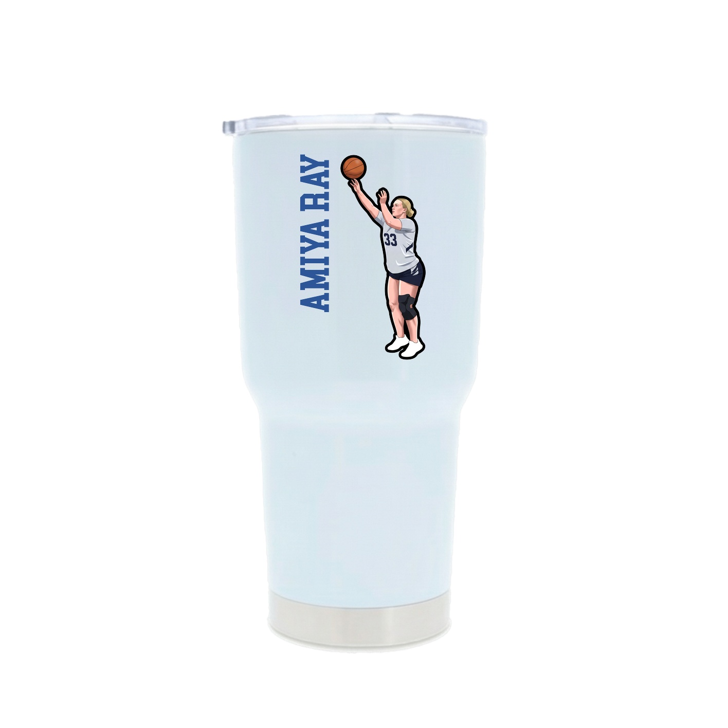 30oz Stainless Steel Tumbler — Name Vertical in White