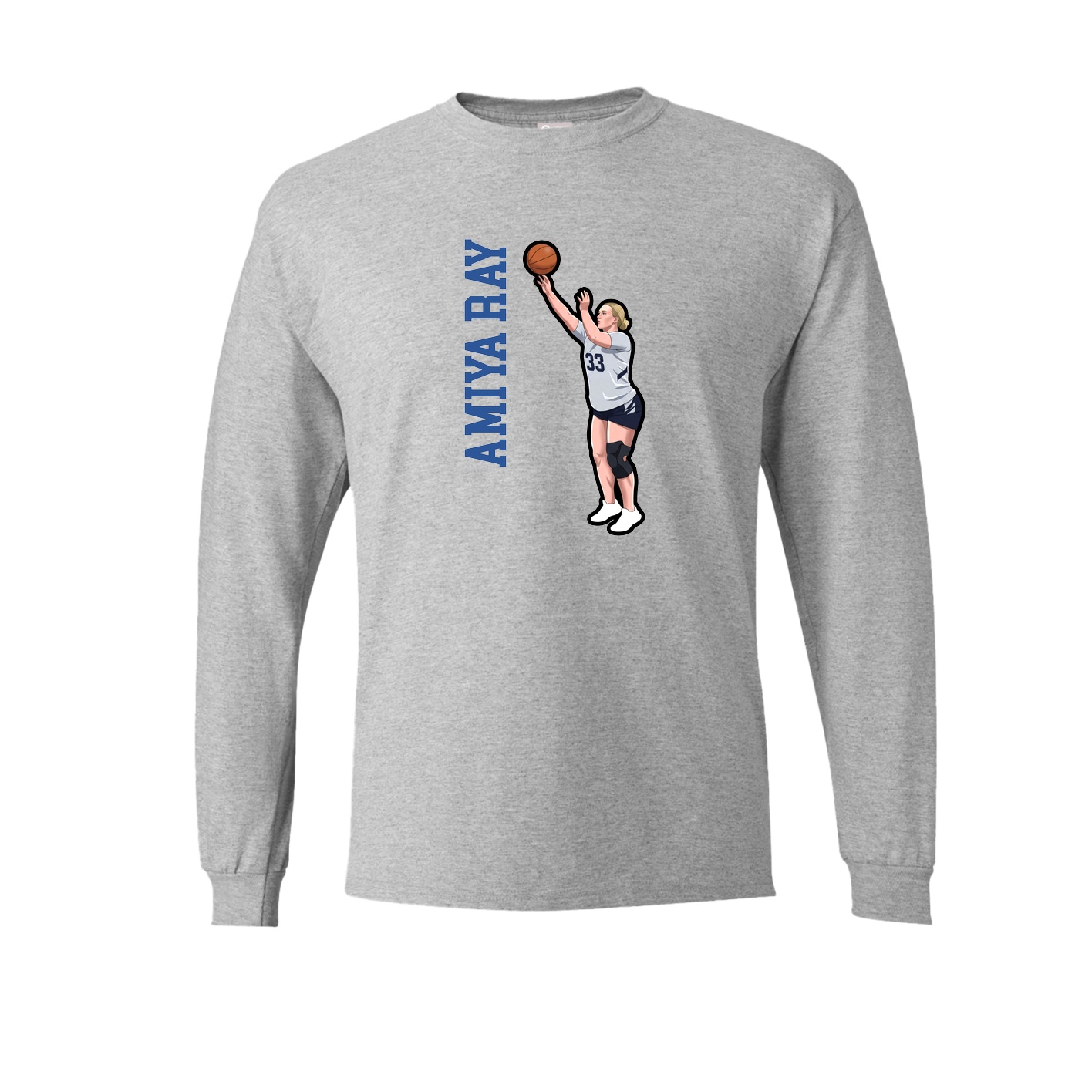 Long Sleeve Tee — Name Vertical in Grey