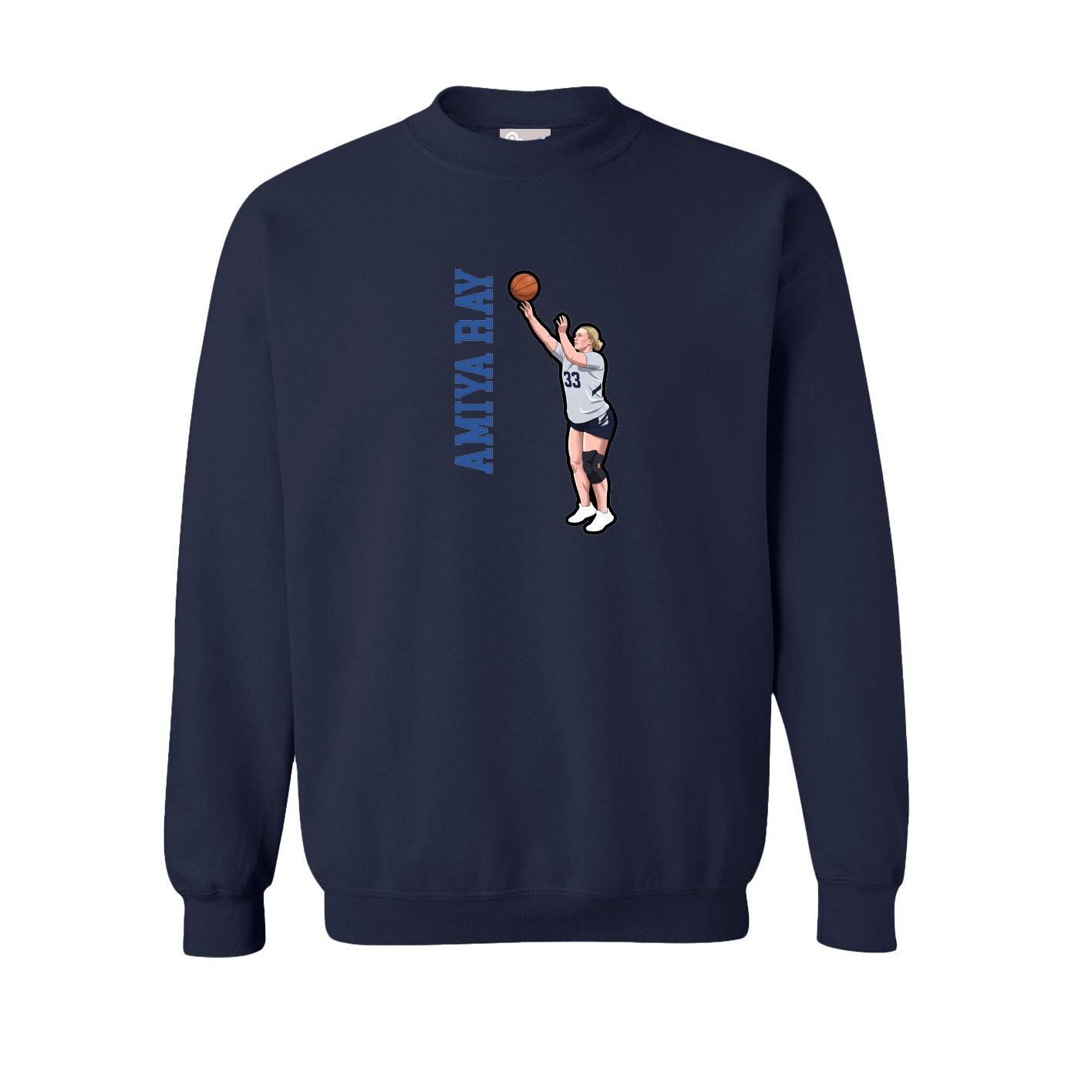 Fleece Crew — Name Vertical in Navy
