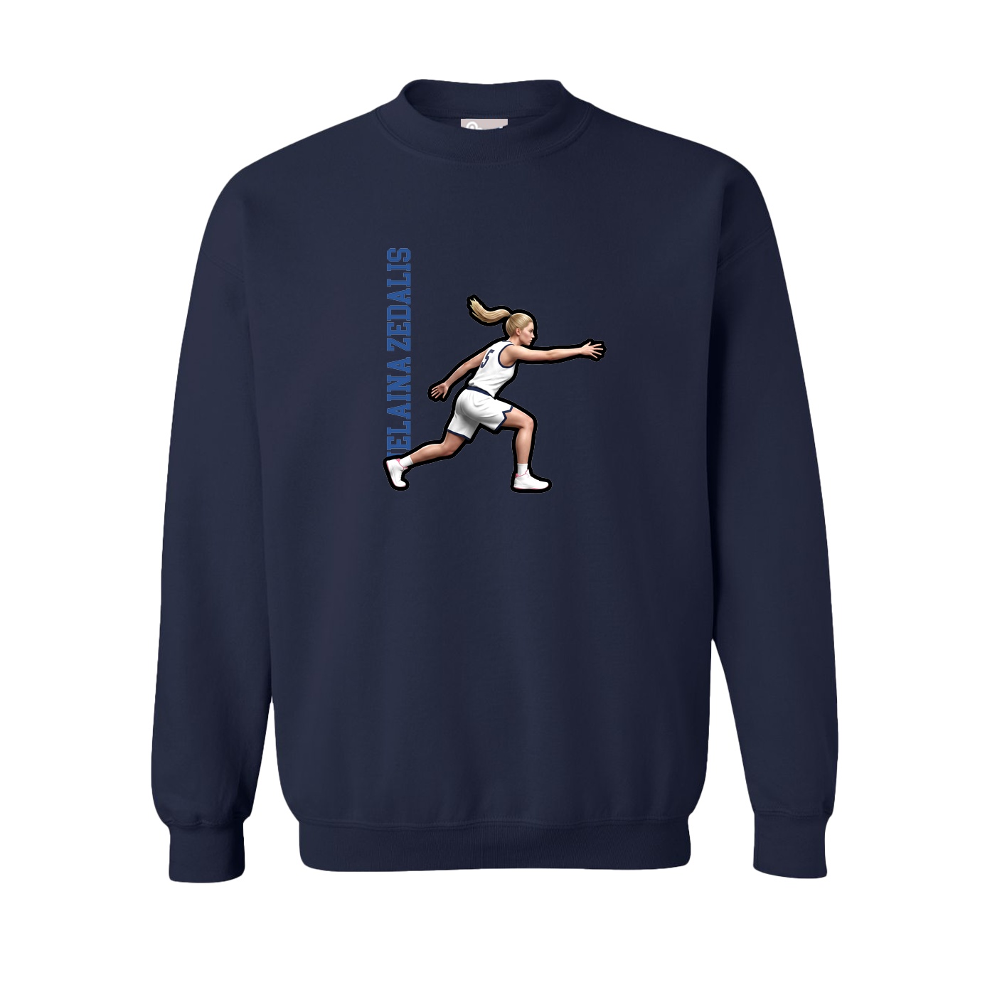 Fleece Crew — Name Vertical in Navy