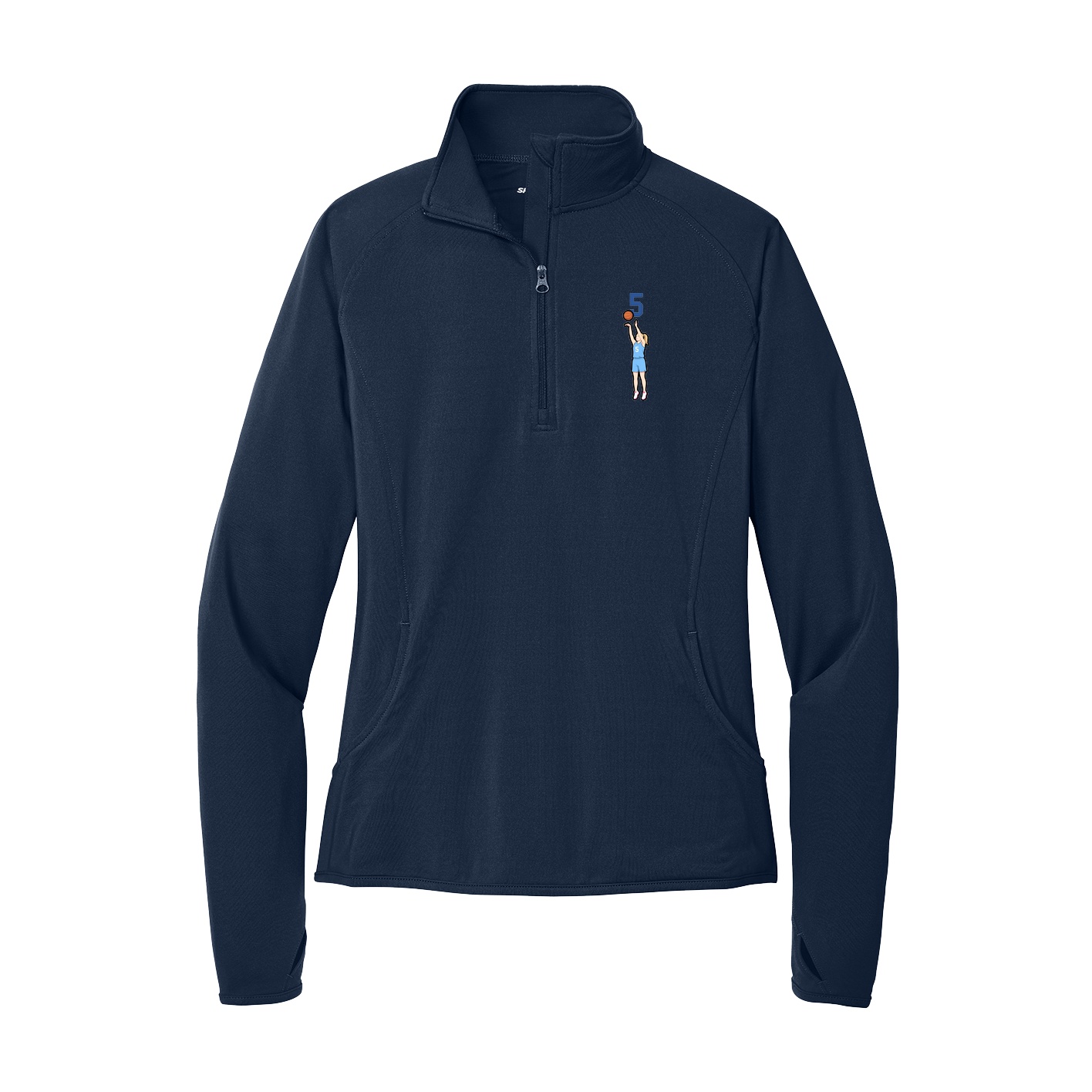Women's Q-Zip Pullover — Number Top in Navy