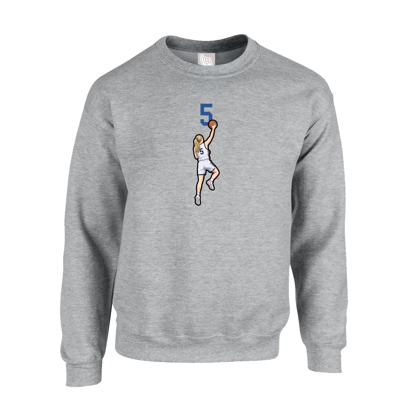 Fleece Crew — Number Top in Grey