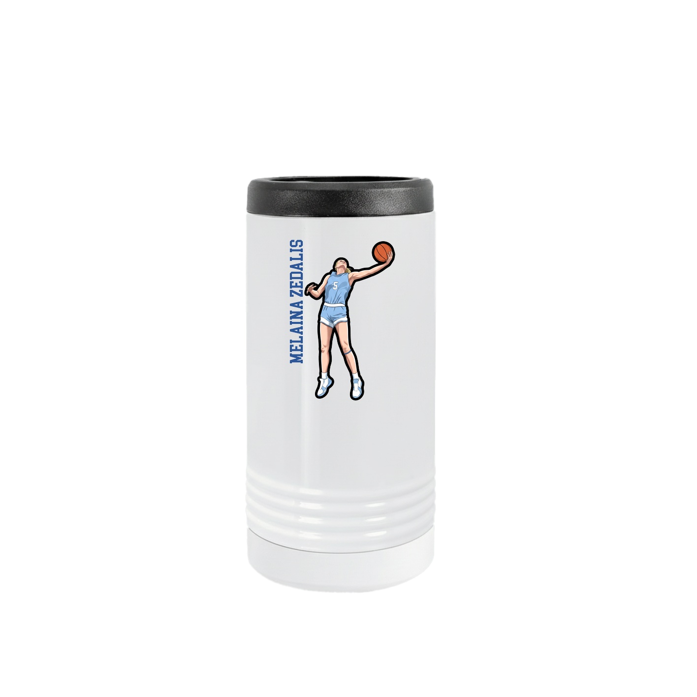 Slim Beverage Holder — Name Vertical in White