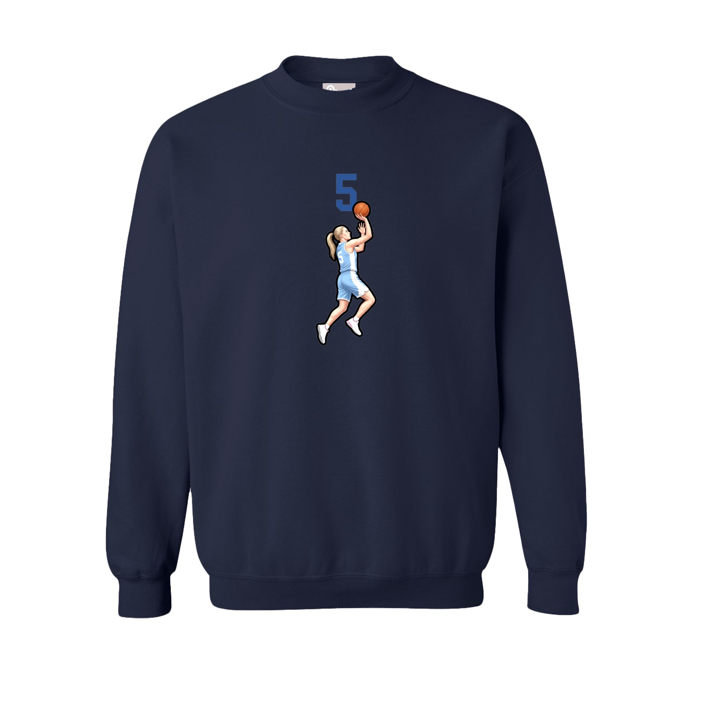 Fleece Crew — Number Top in Navy