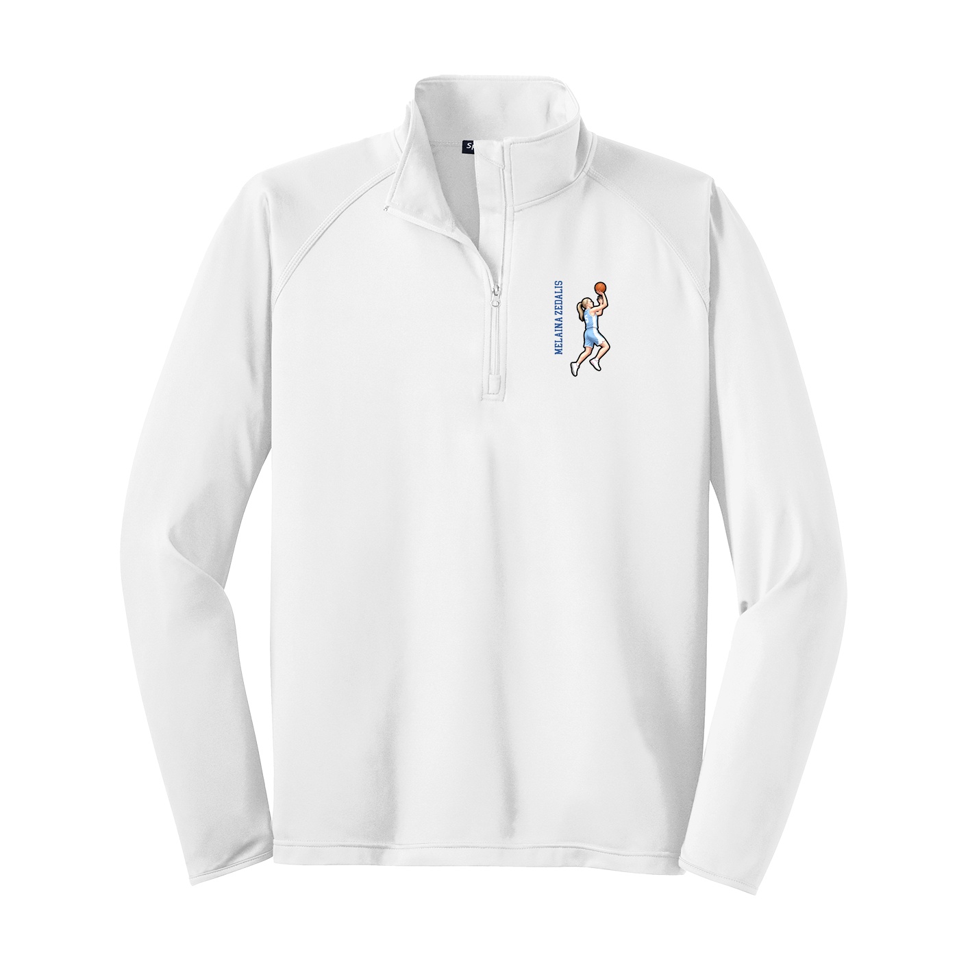 Q-Zip Pullover — Name Vertical in White