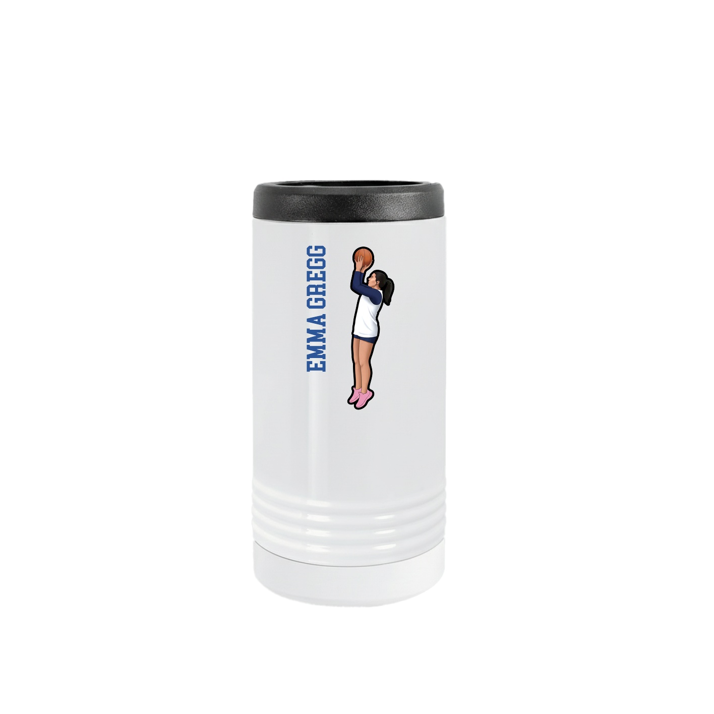 Slim Beverage Holder — Name Vertical in White