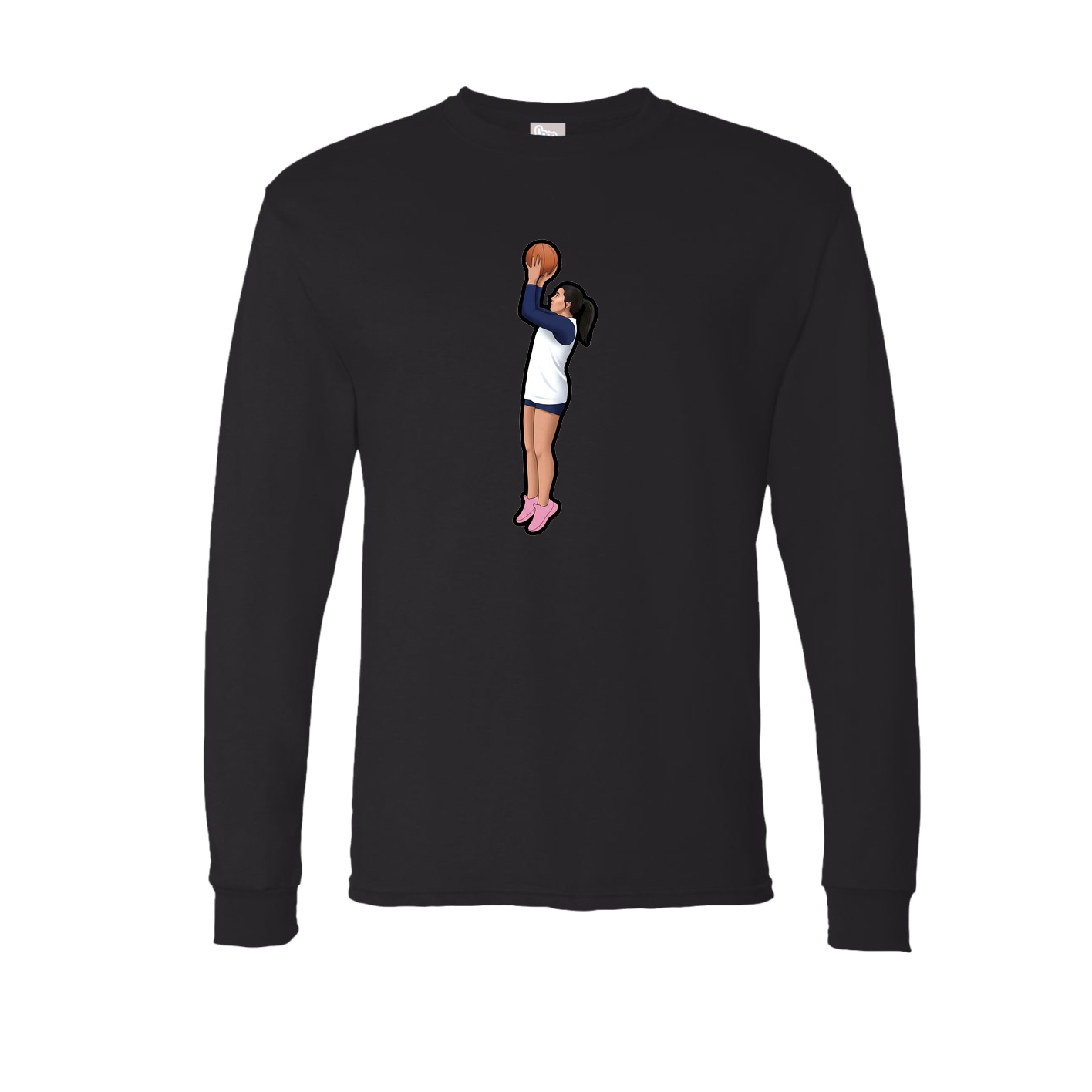 Long Sleeve Tee — Name Vertical in Black