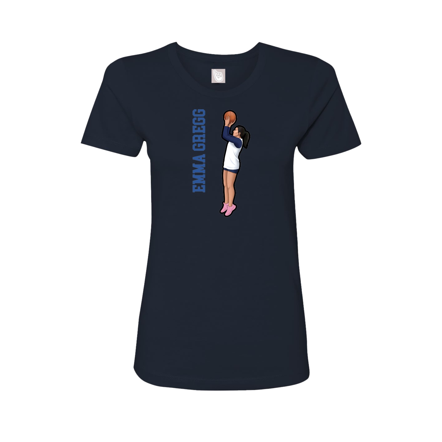 Fitted Women's Tee — Name Vertical in Navy