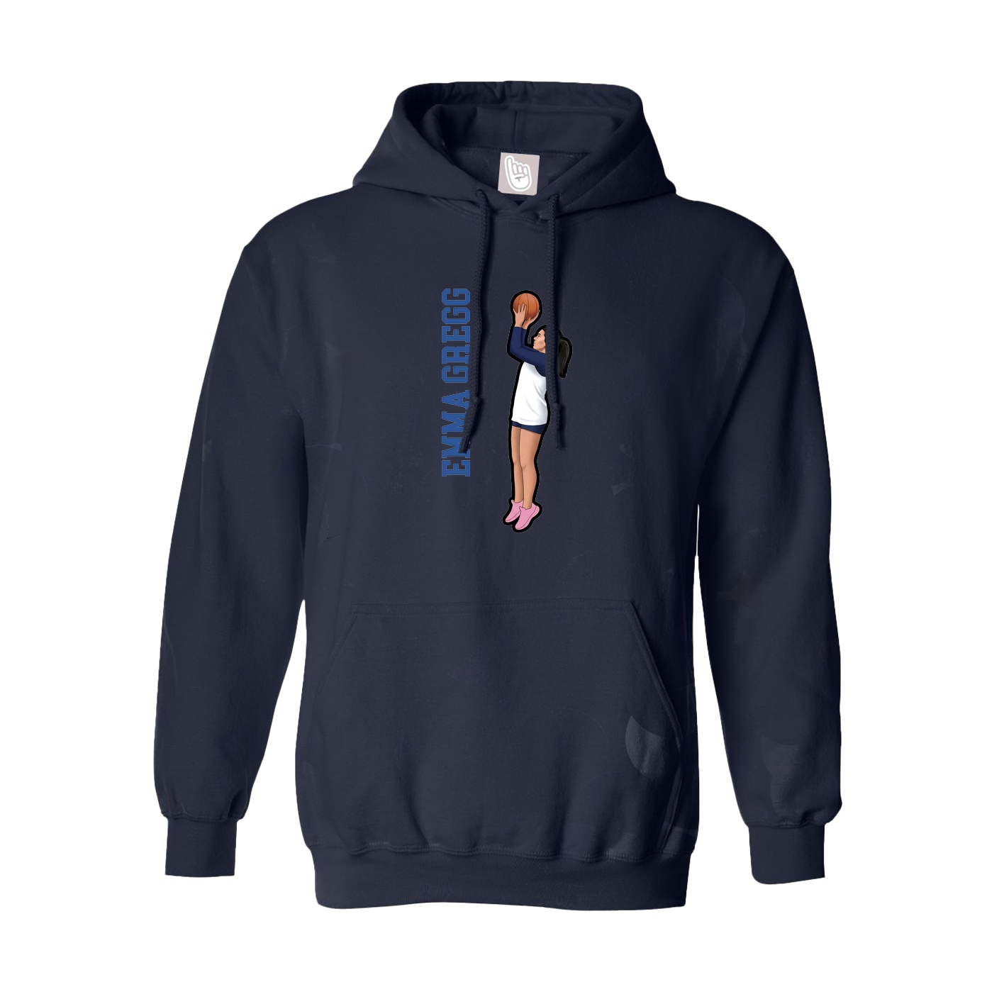 Hoodie — Name Vertical in Navy