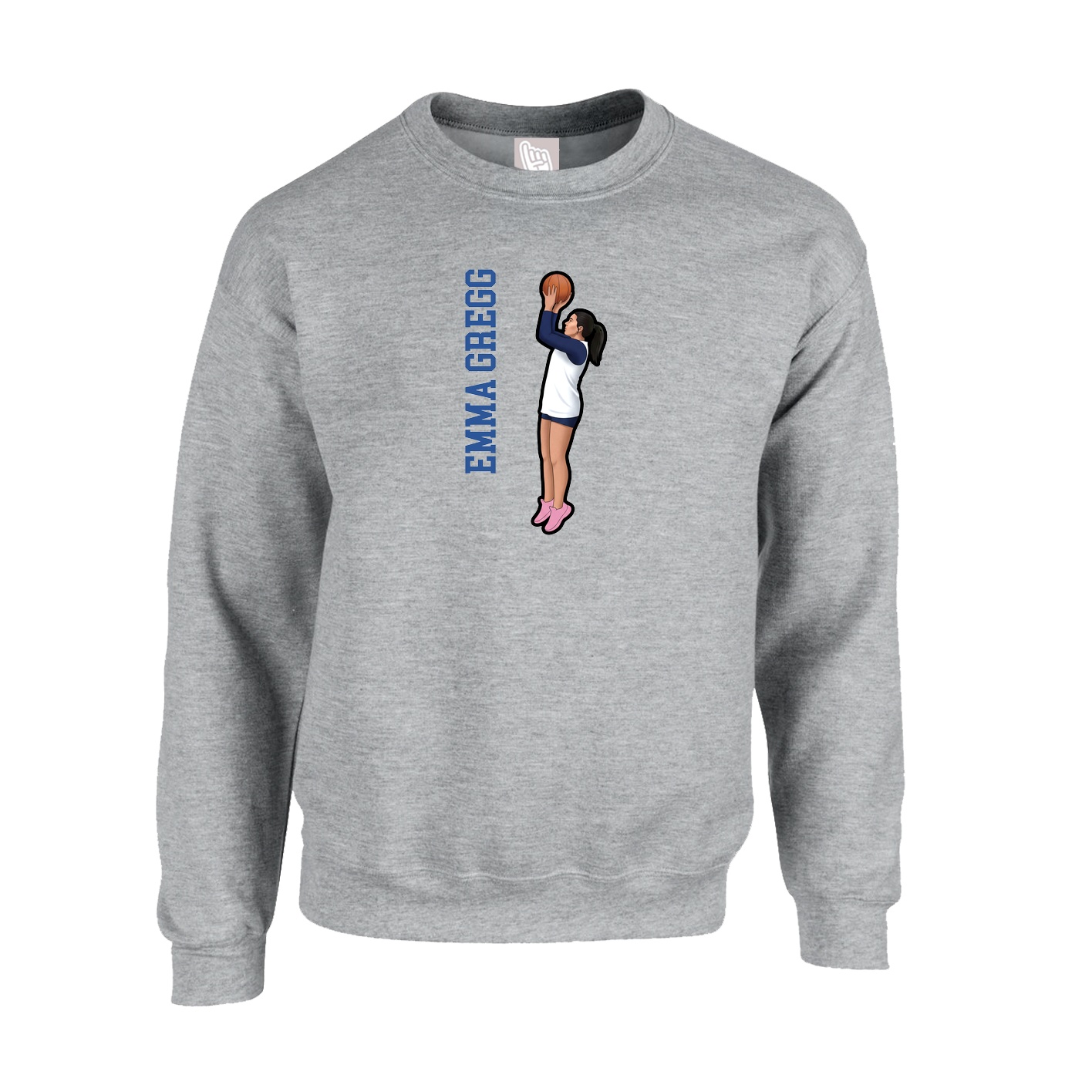Fleece Crew — Name Vertical in Grey