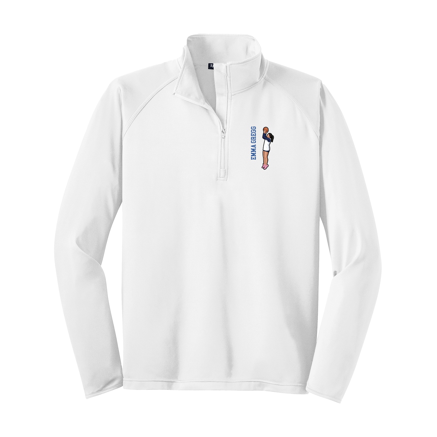 Q-Zip Pullover — Name Vertical in White