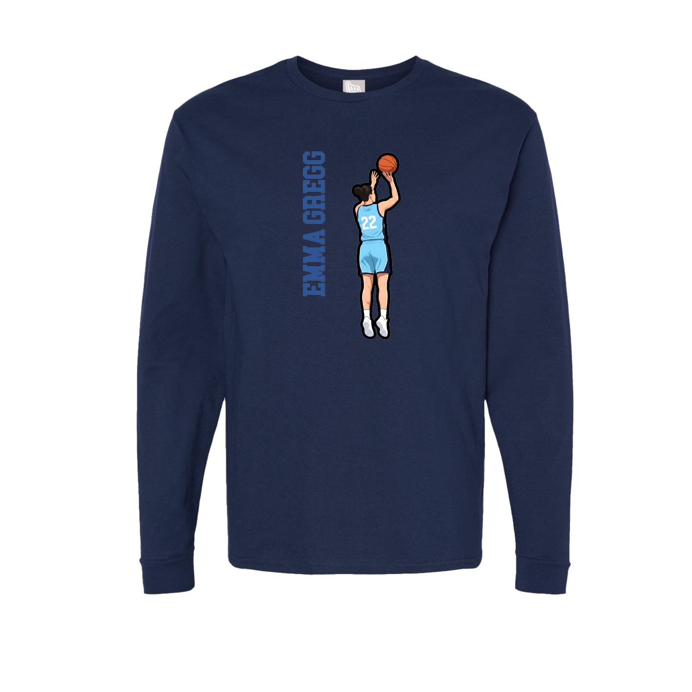 Long Sleeve Tee — Name Vertical in Navy