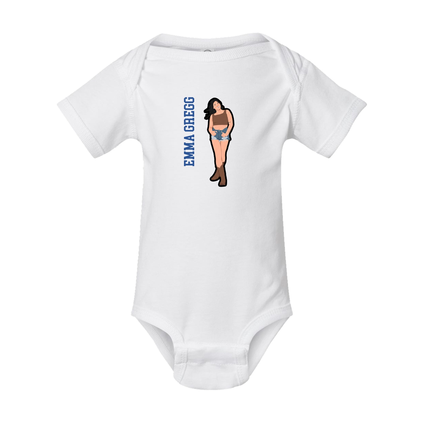 Baby Onesie — Name Vertical in White