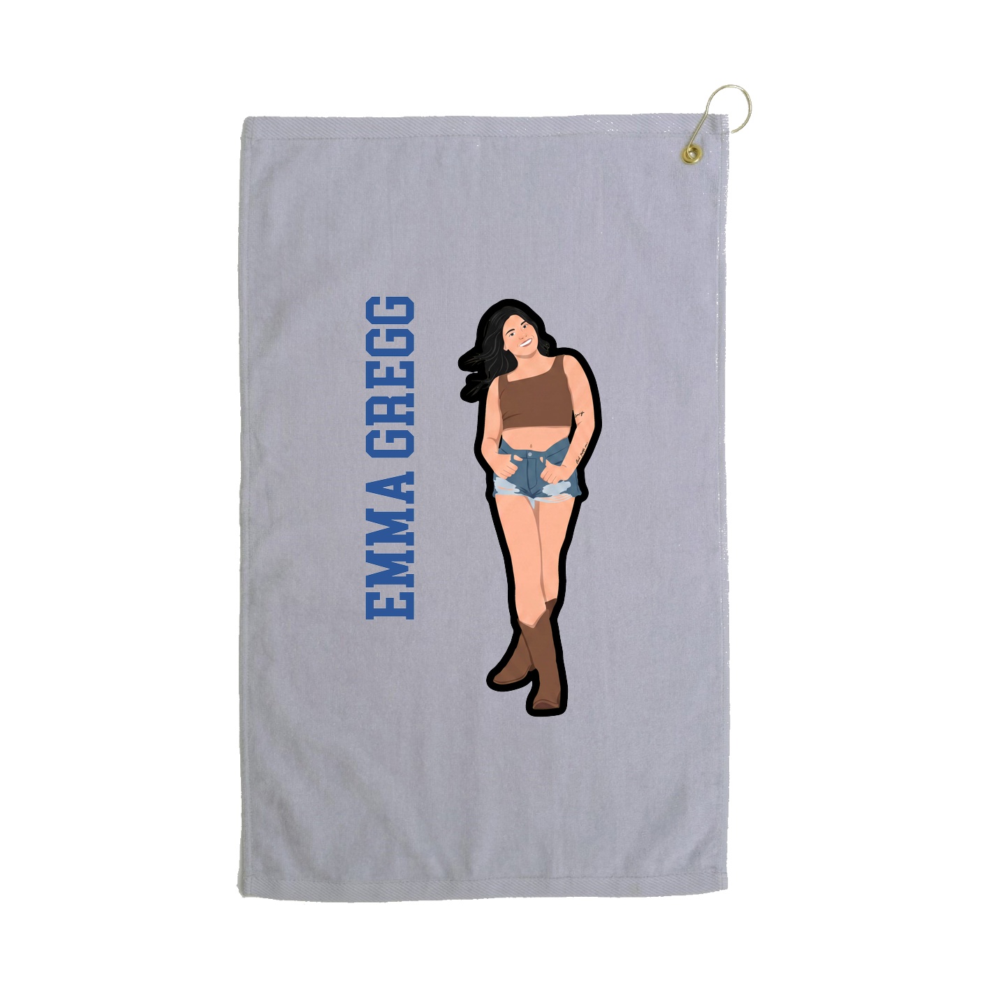 Golf Towel — Name Vertical in Grey