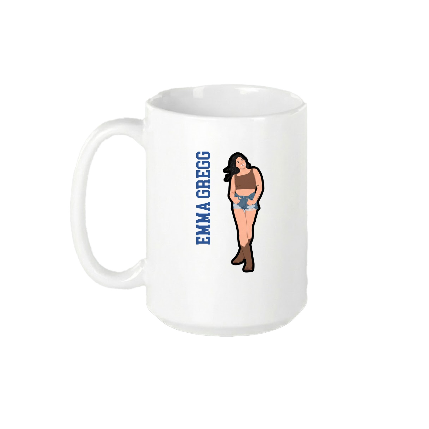 15oz Coffee Mug — Name Vertical in White