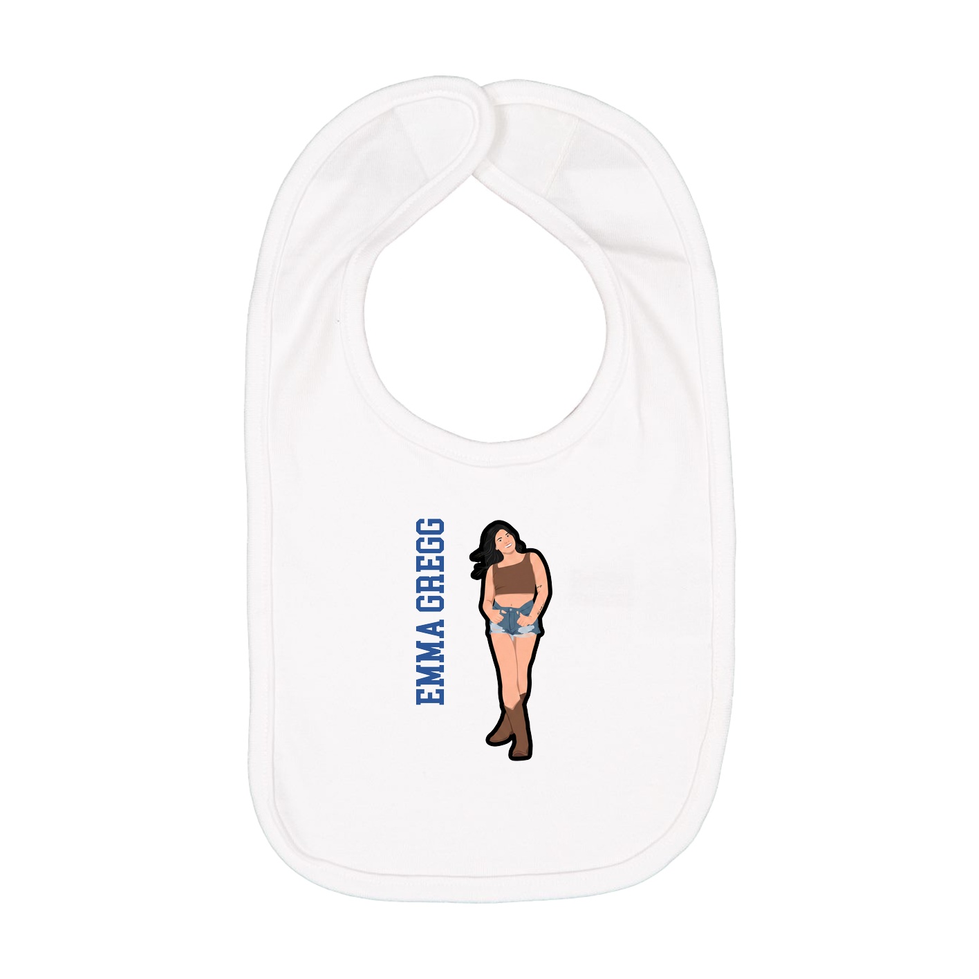 Infant Bib — Name Vertical in White