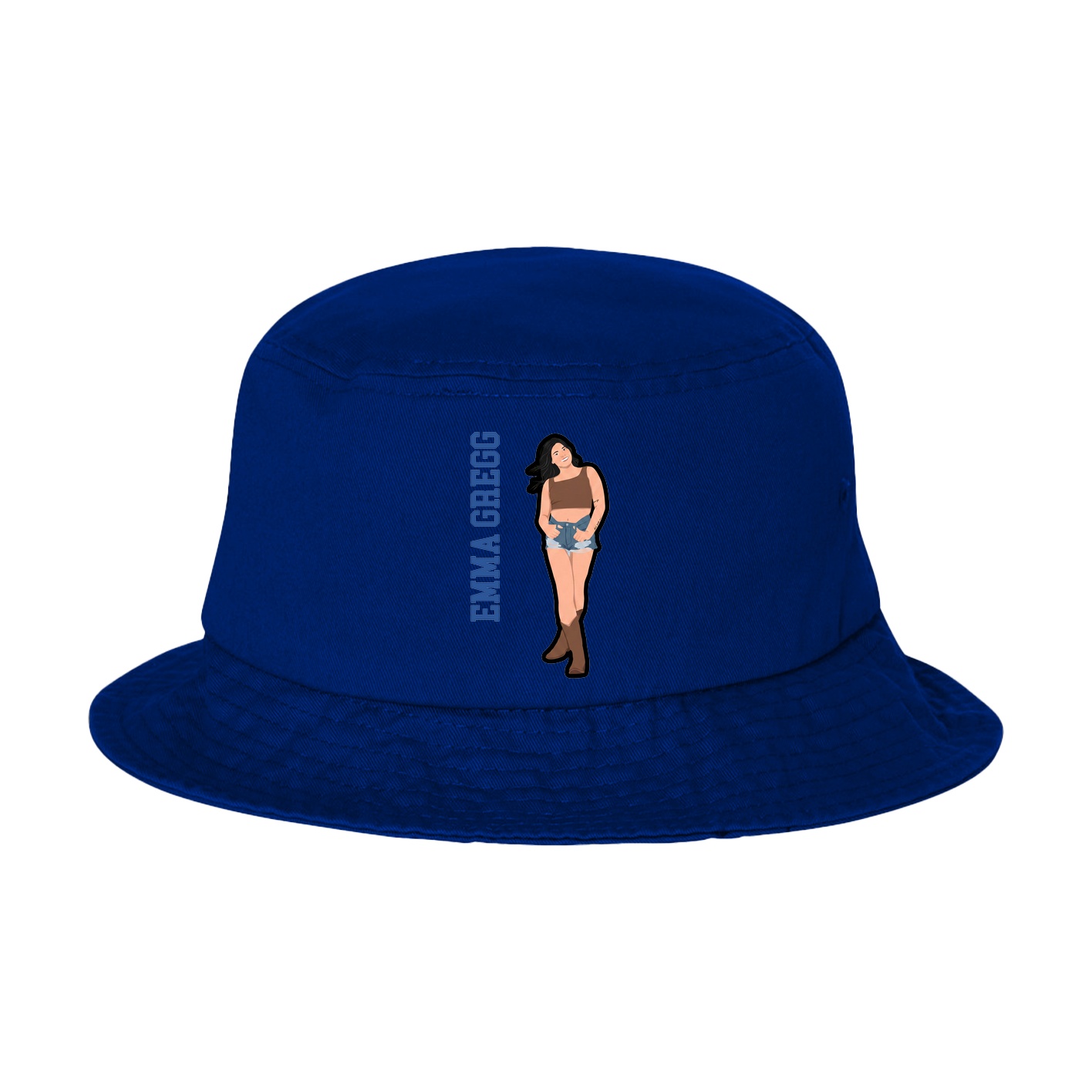 Bucket Cap — Name Vertical in Royal Blue