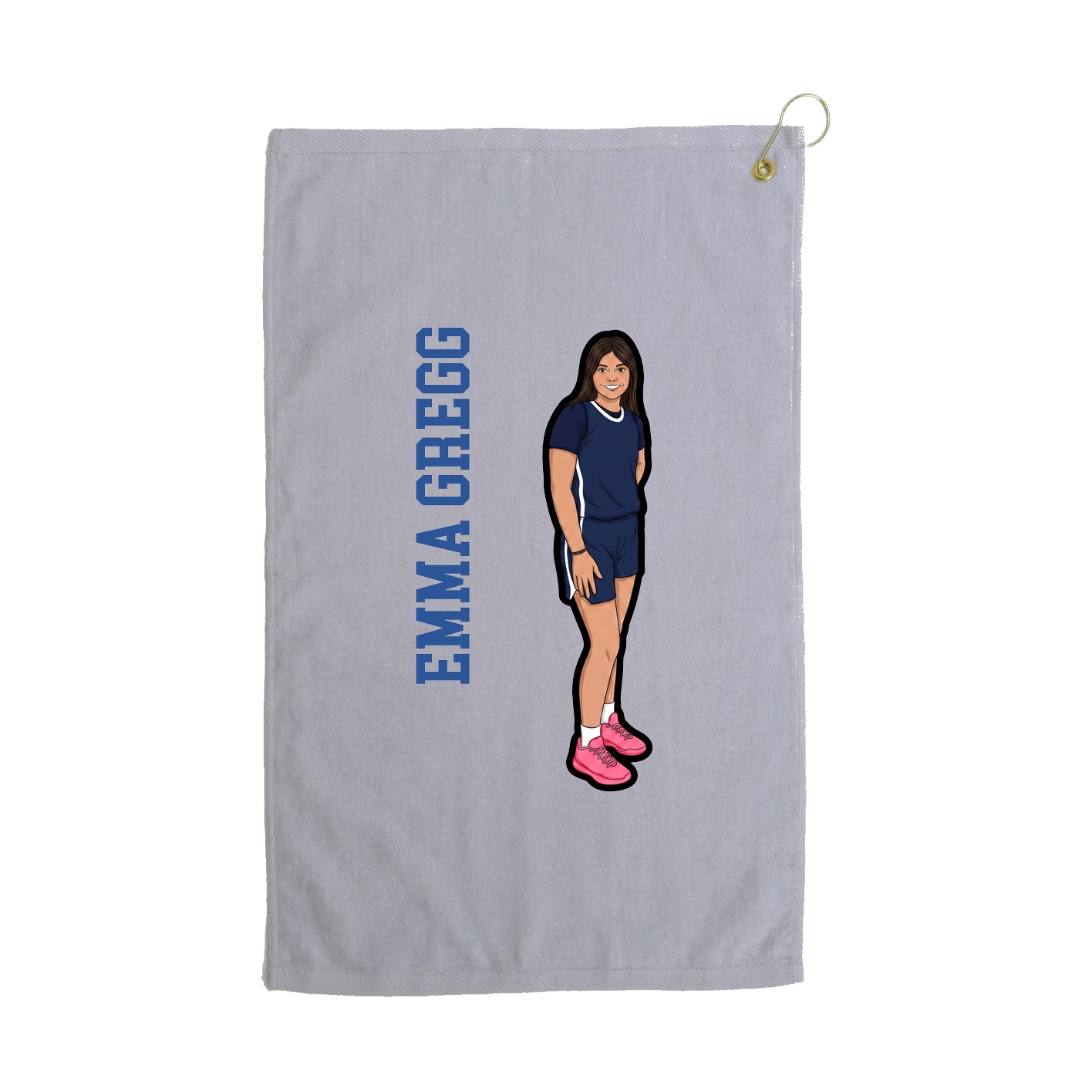 Golf Towel — Name Vertical in Grey