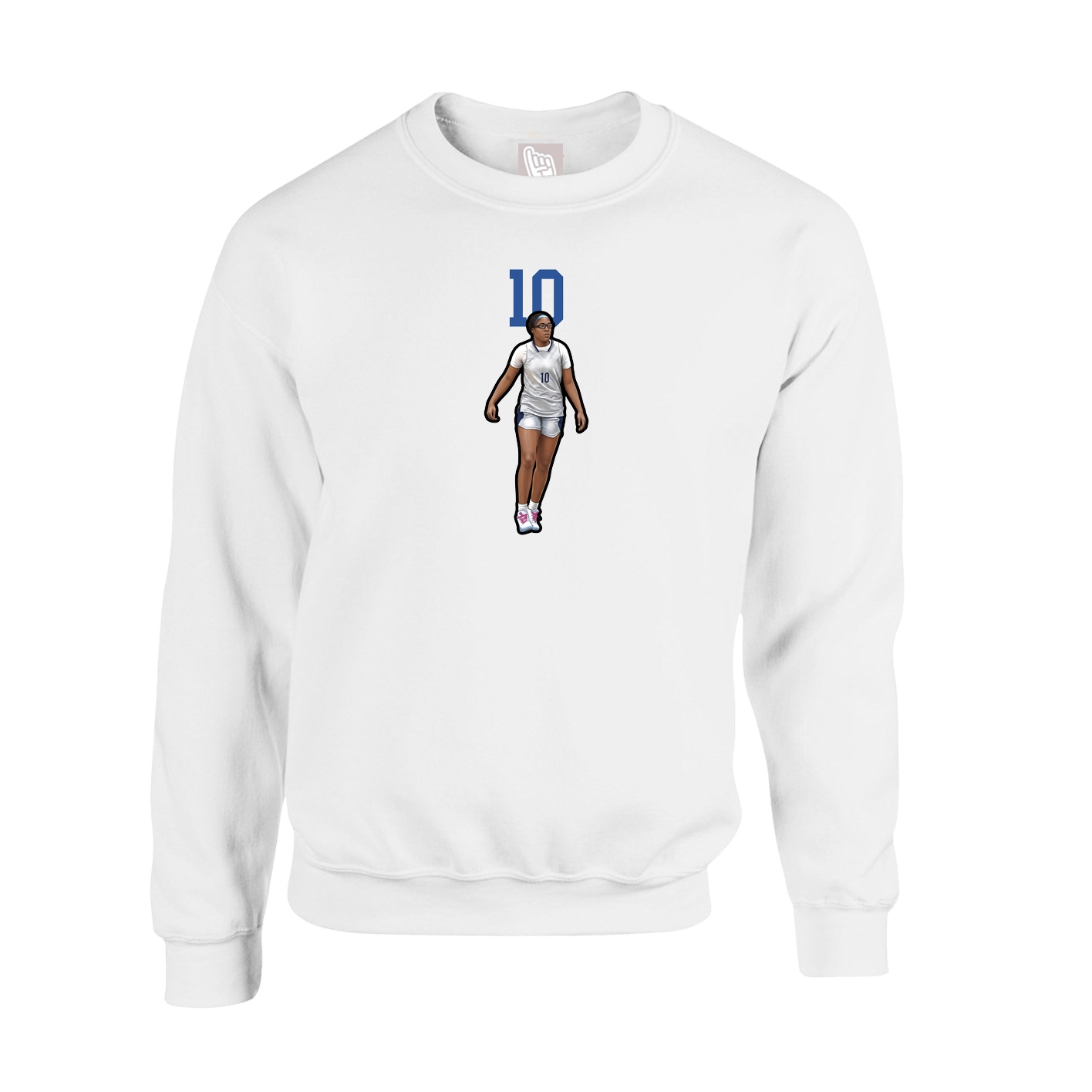 Fleece Crew — Number Top in White