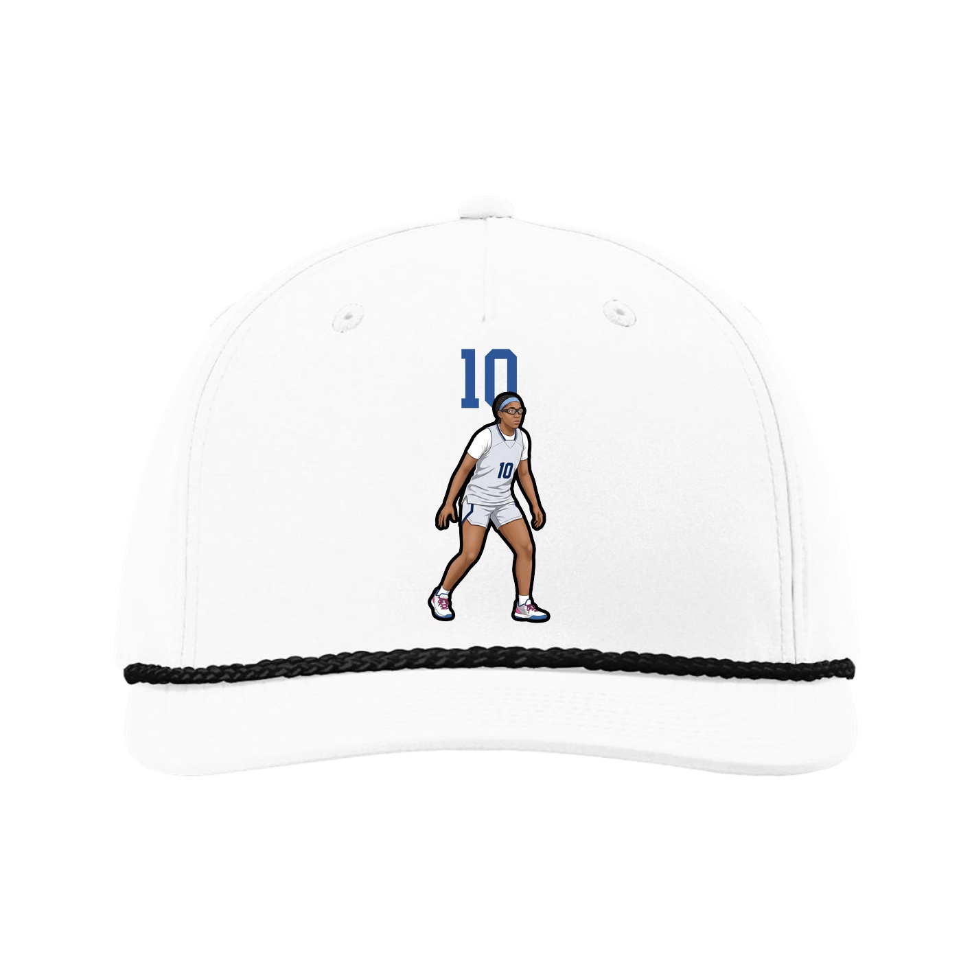 Five-Panel Classic Rope Cap — Number Top in White