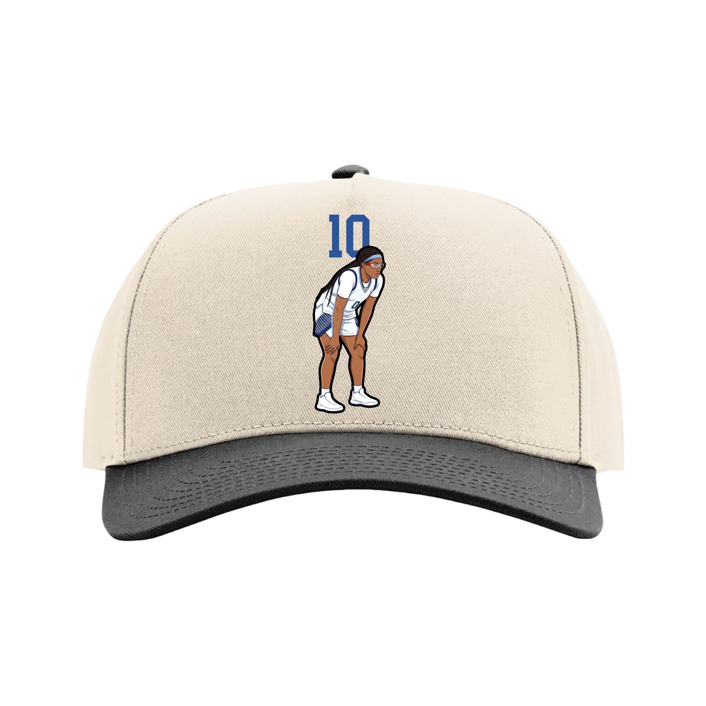 Full Fabric Five-Panel Champ Cap — Number Top in Cream/Black