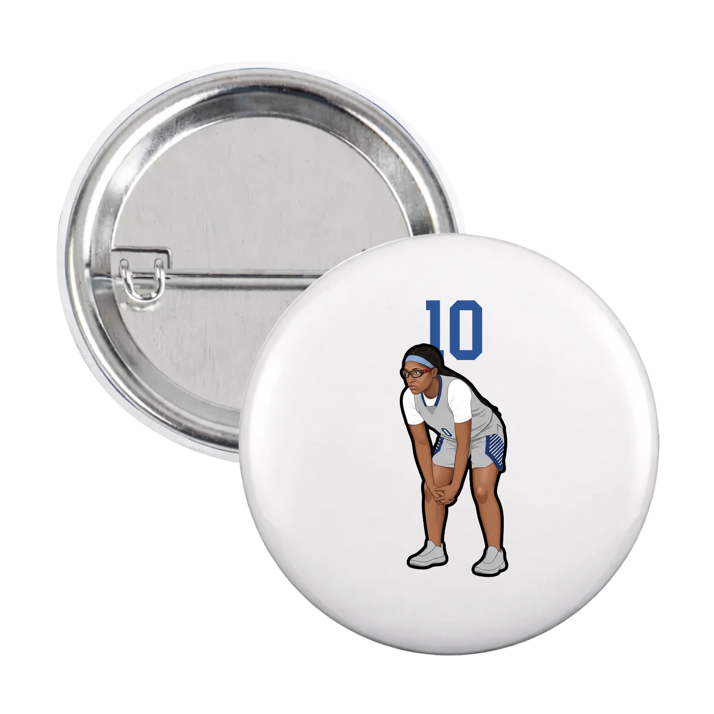 Game Day Button — Number Top in White