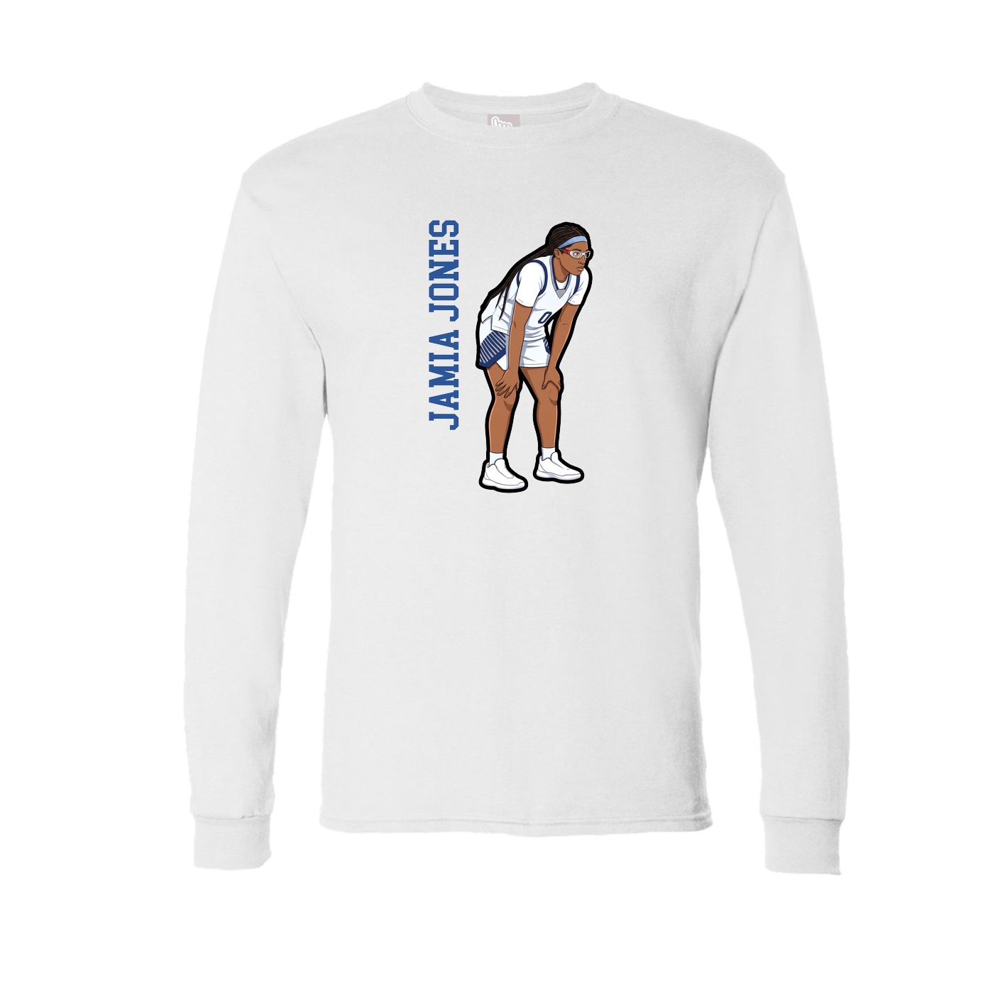 Long Sleeve Tee — Name Vertical in White
