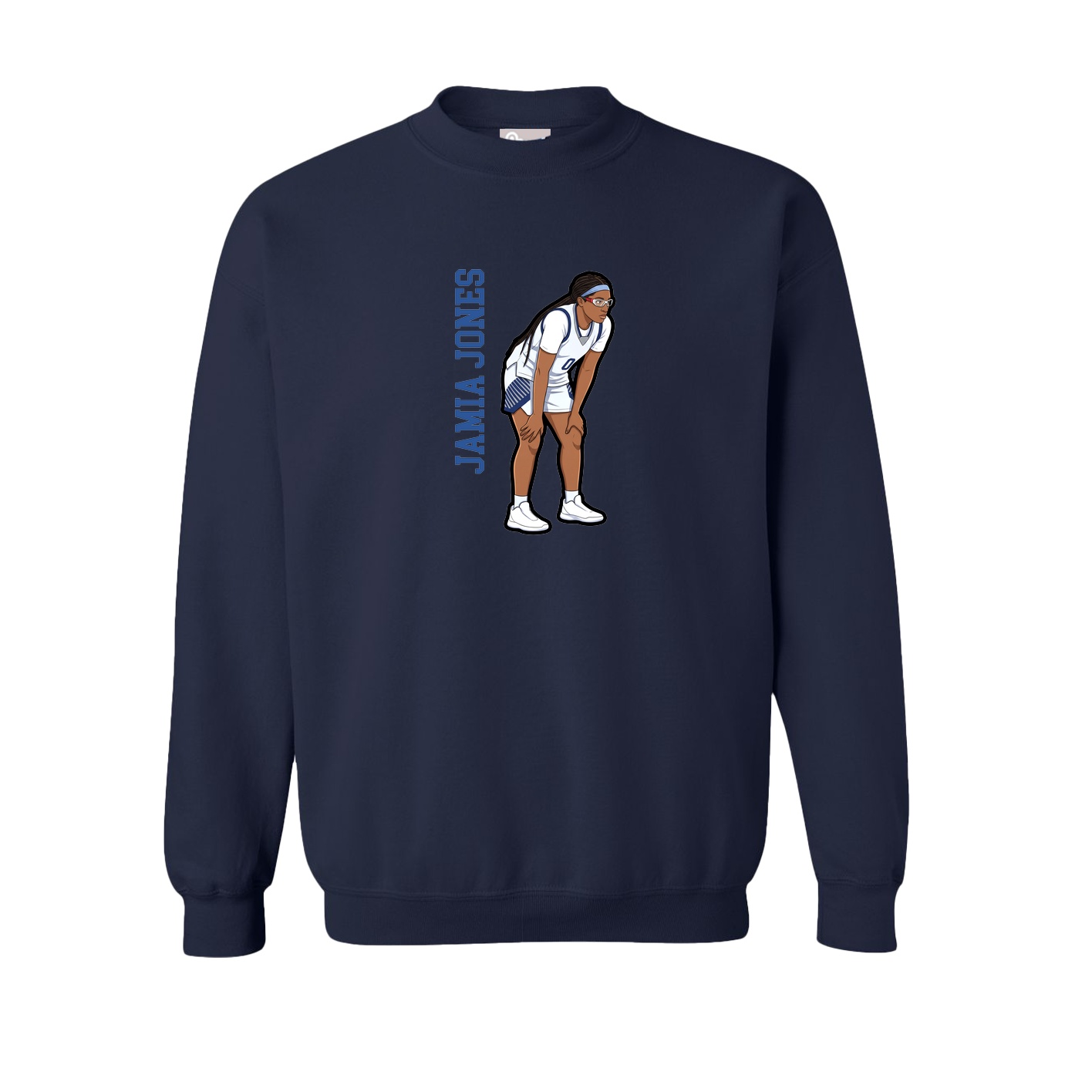 Fleece Crew — Name Vertical in Navy