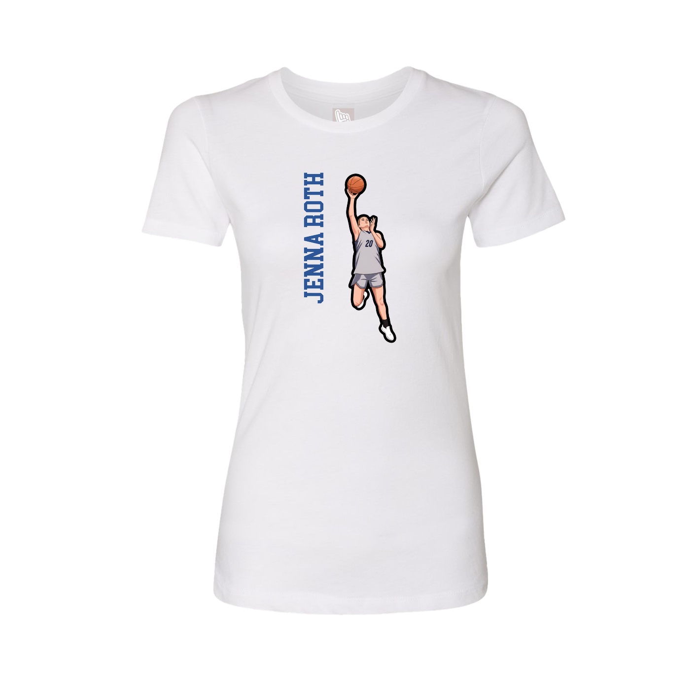 Fitted Women's Tee — Name Vertical in White