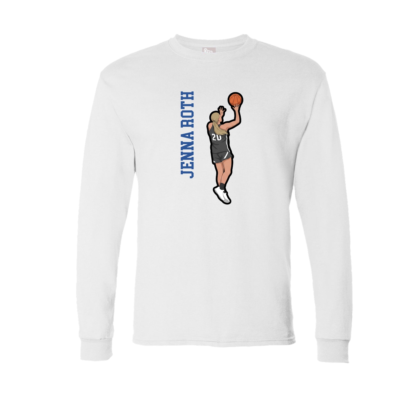 Long Sleeve Tee — Name Vertical in White