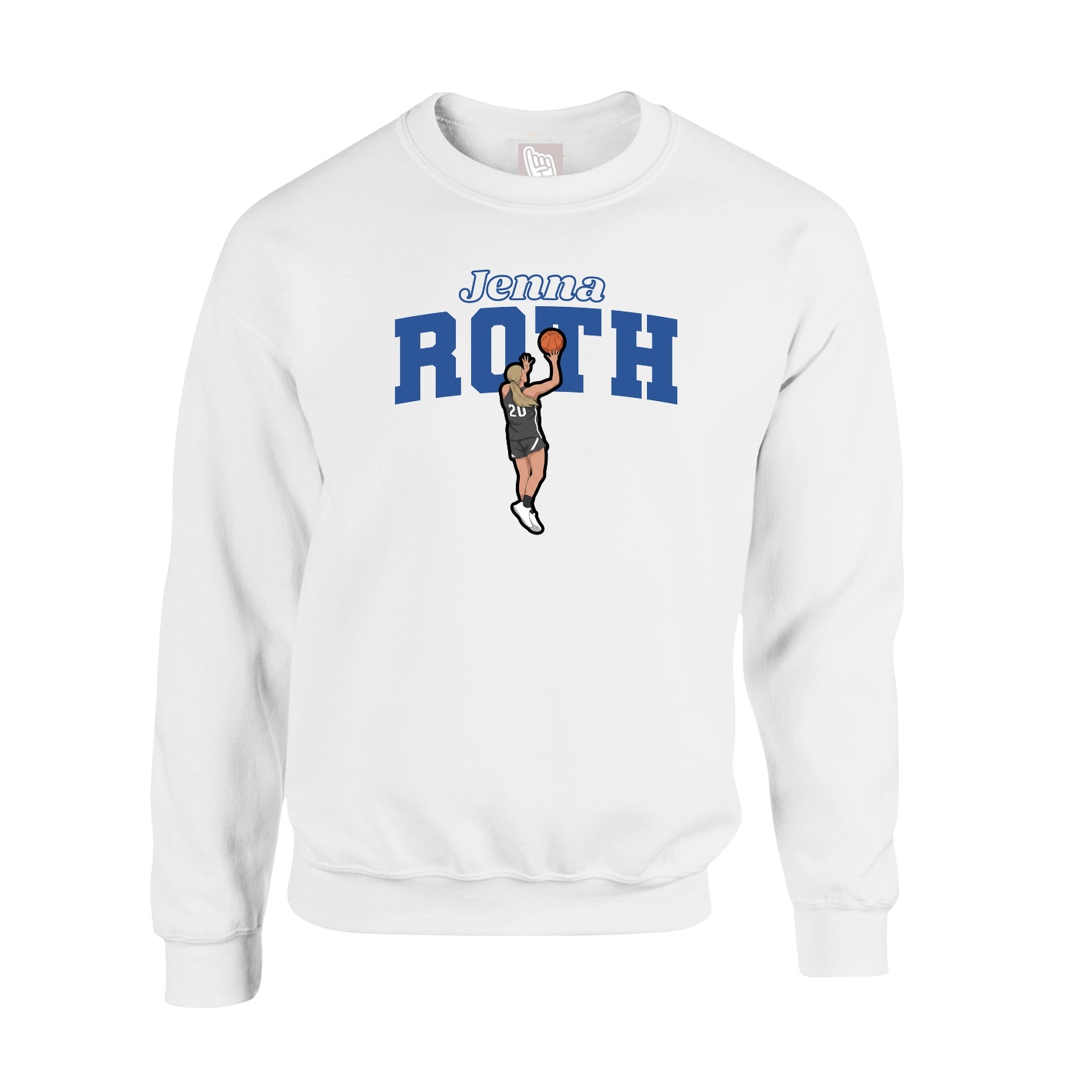Fleece Crew — Name Arch in White