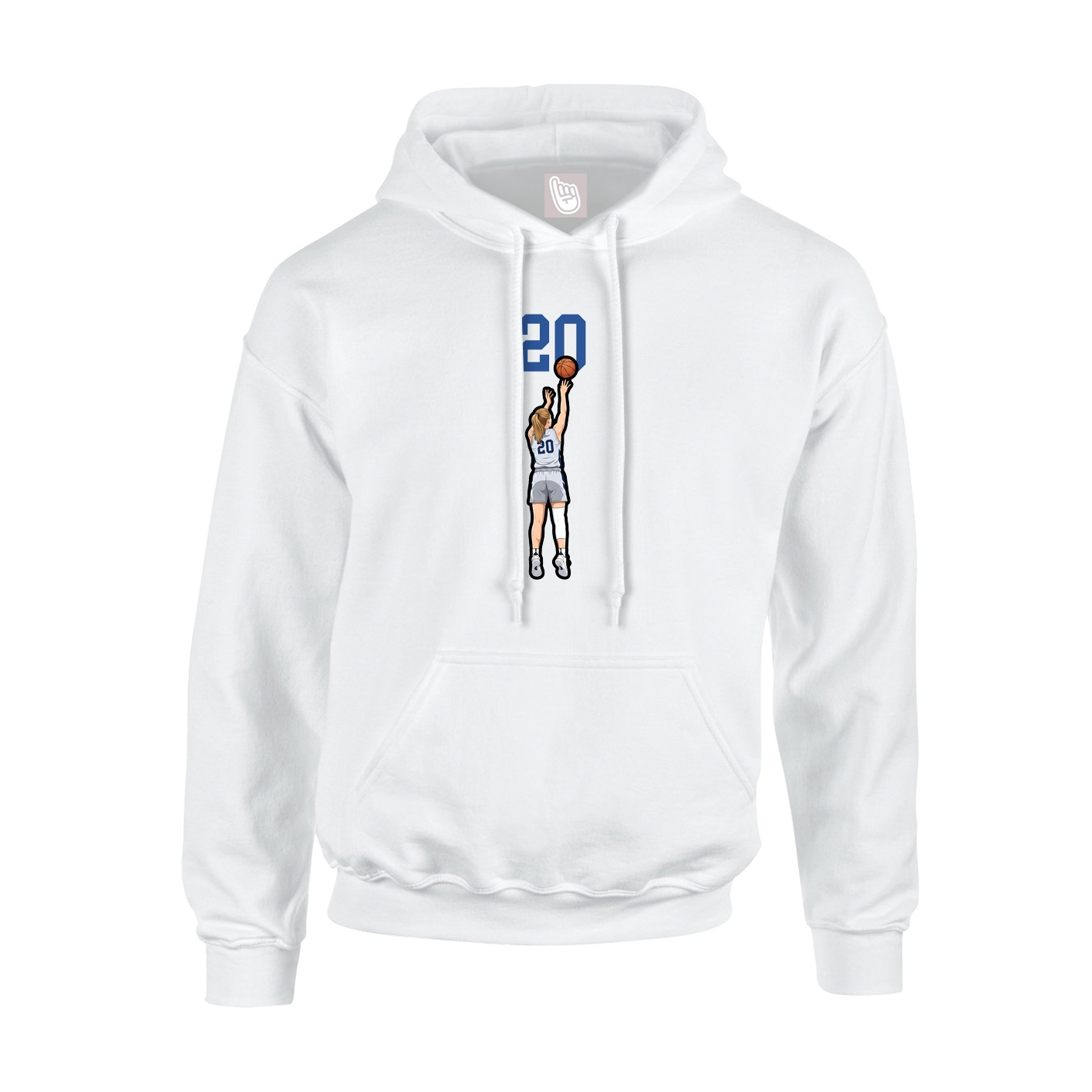 Youth Hoodie — Number Top in White