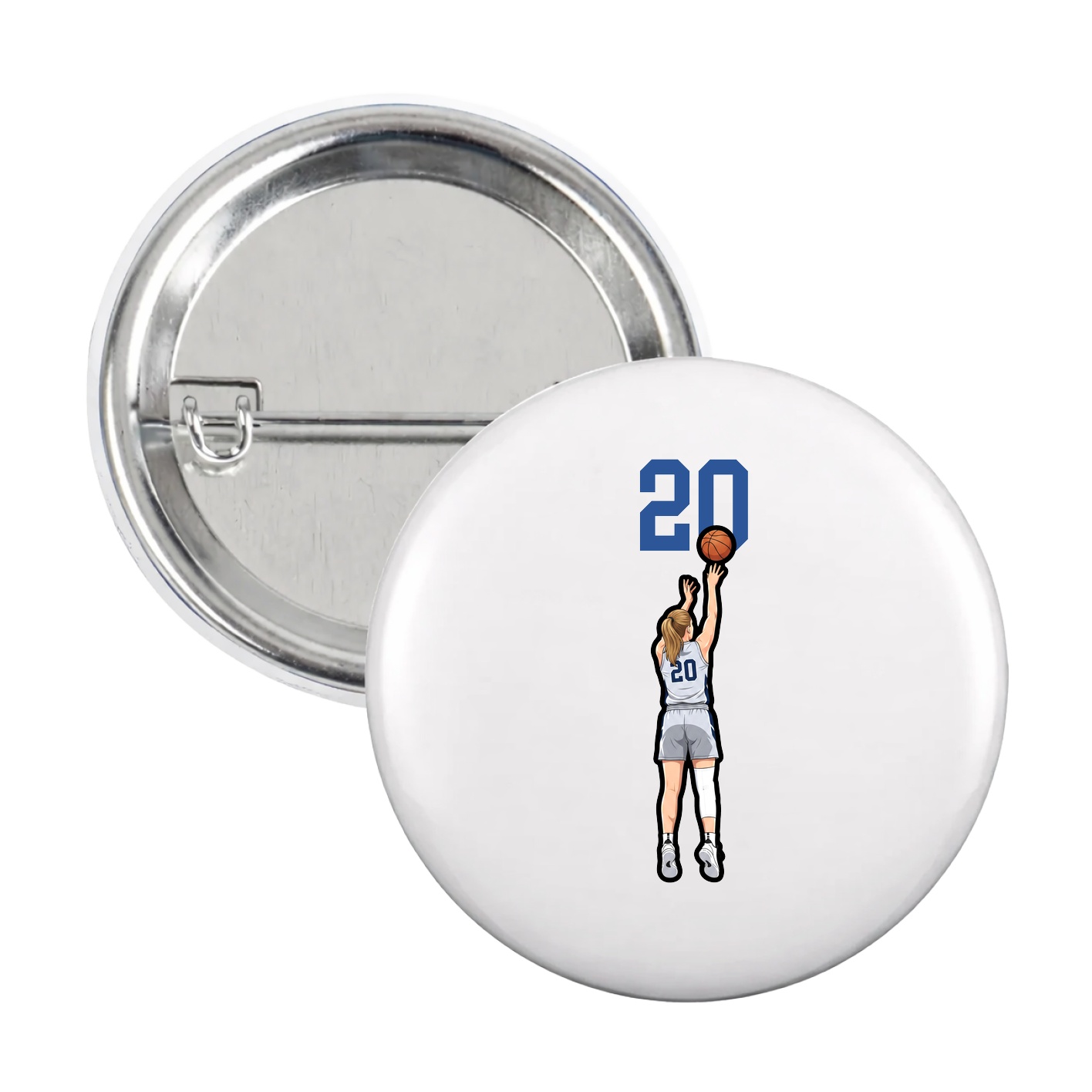 Game Day Button — Number Top in White