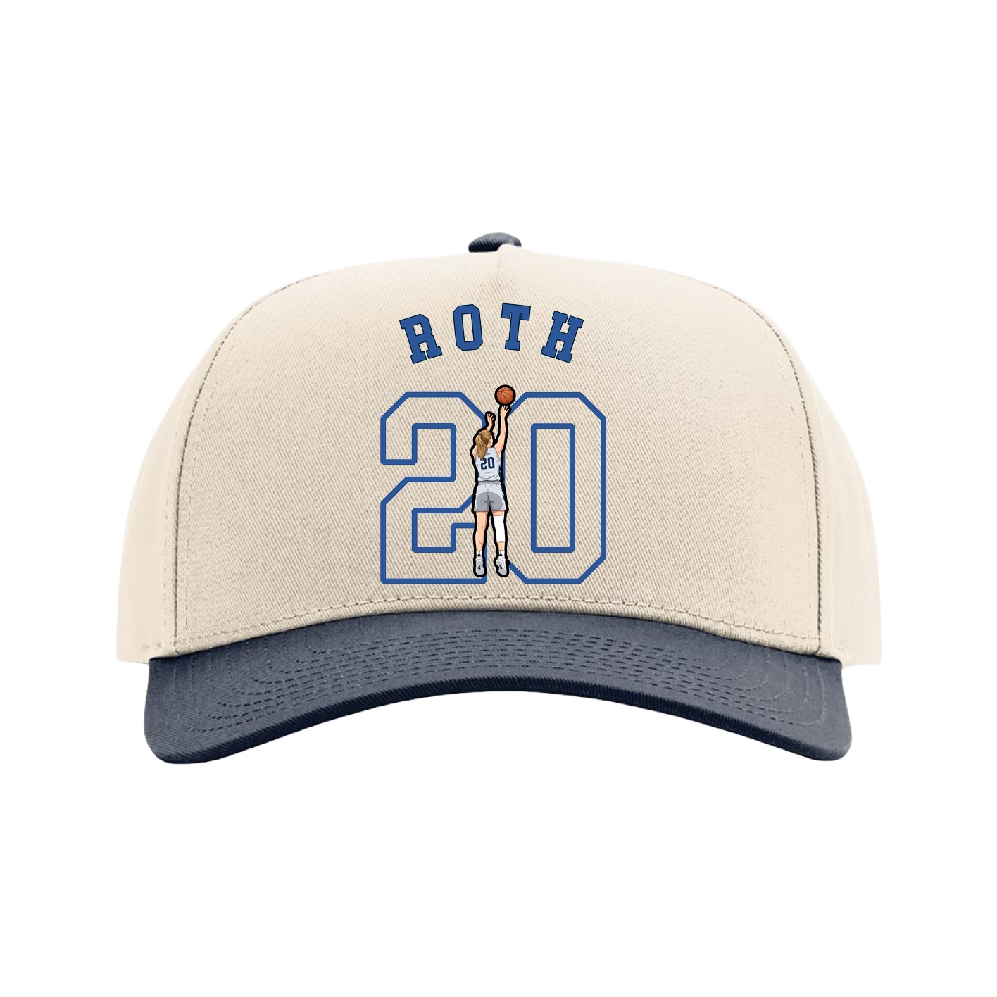 Full Fabric Five-Panel Champ Cap — Shirsey Arch in Cream/Navy