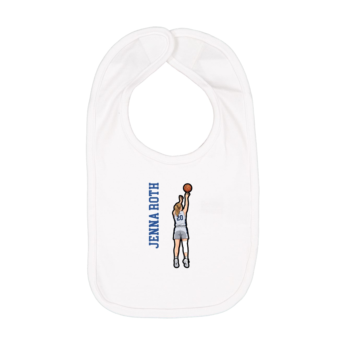 Infant Bib — Name Vertical in White