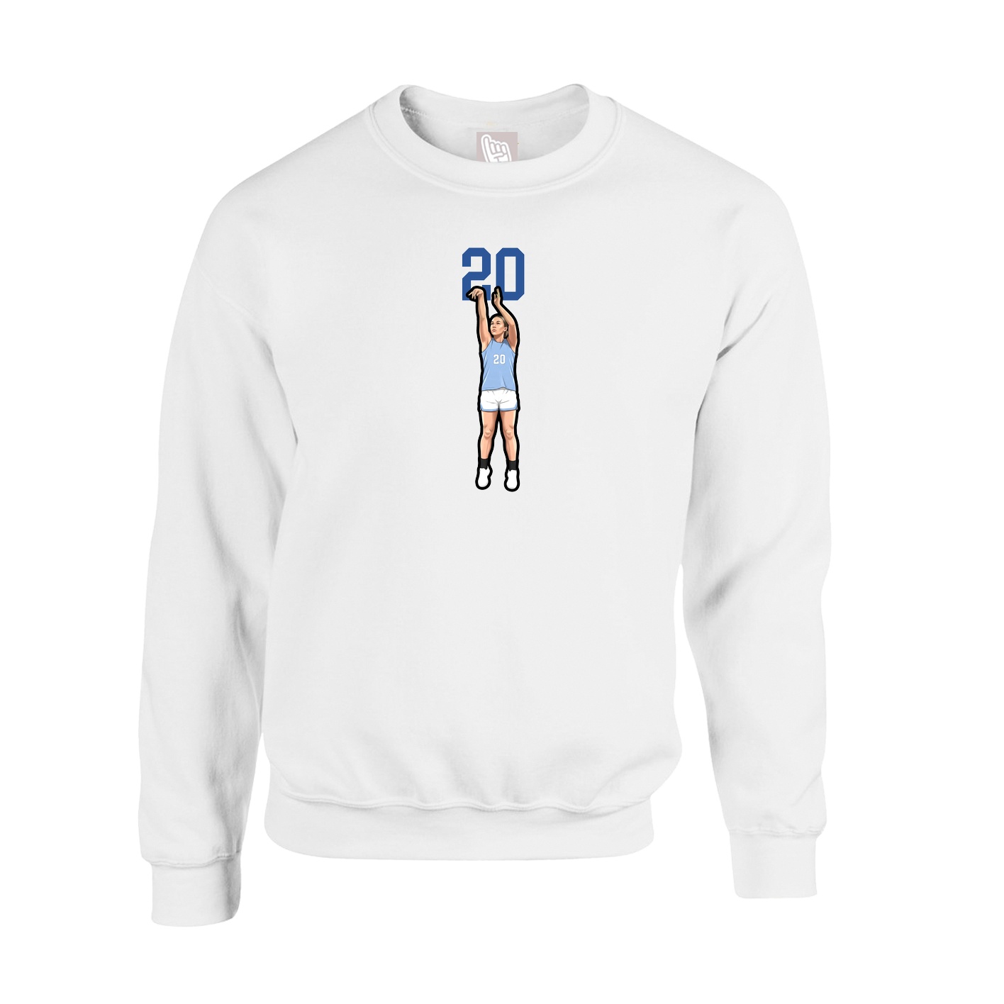 Fleece Crew — Number Top in White