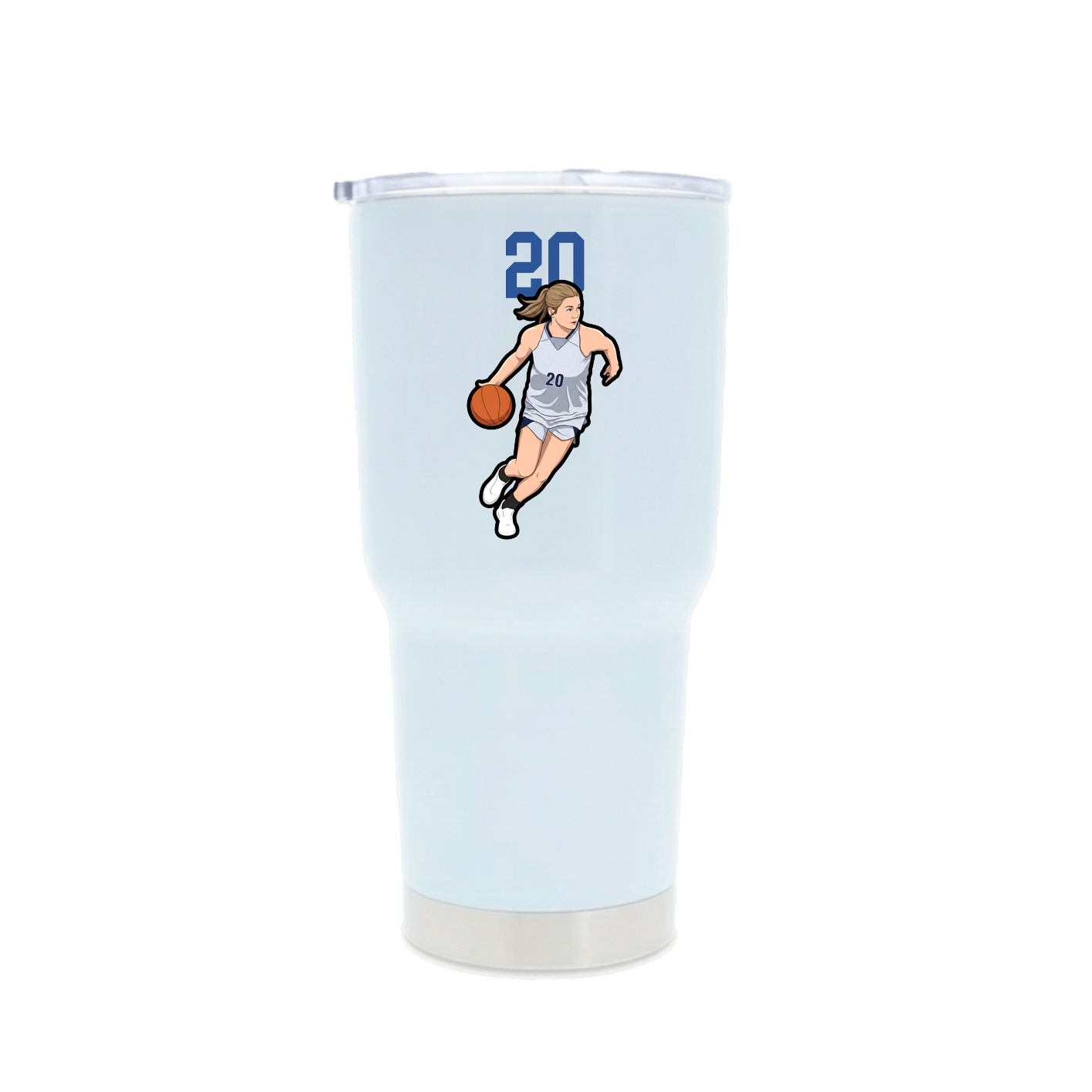 30oz Stainless Steel Tumbler — Number Top in White