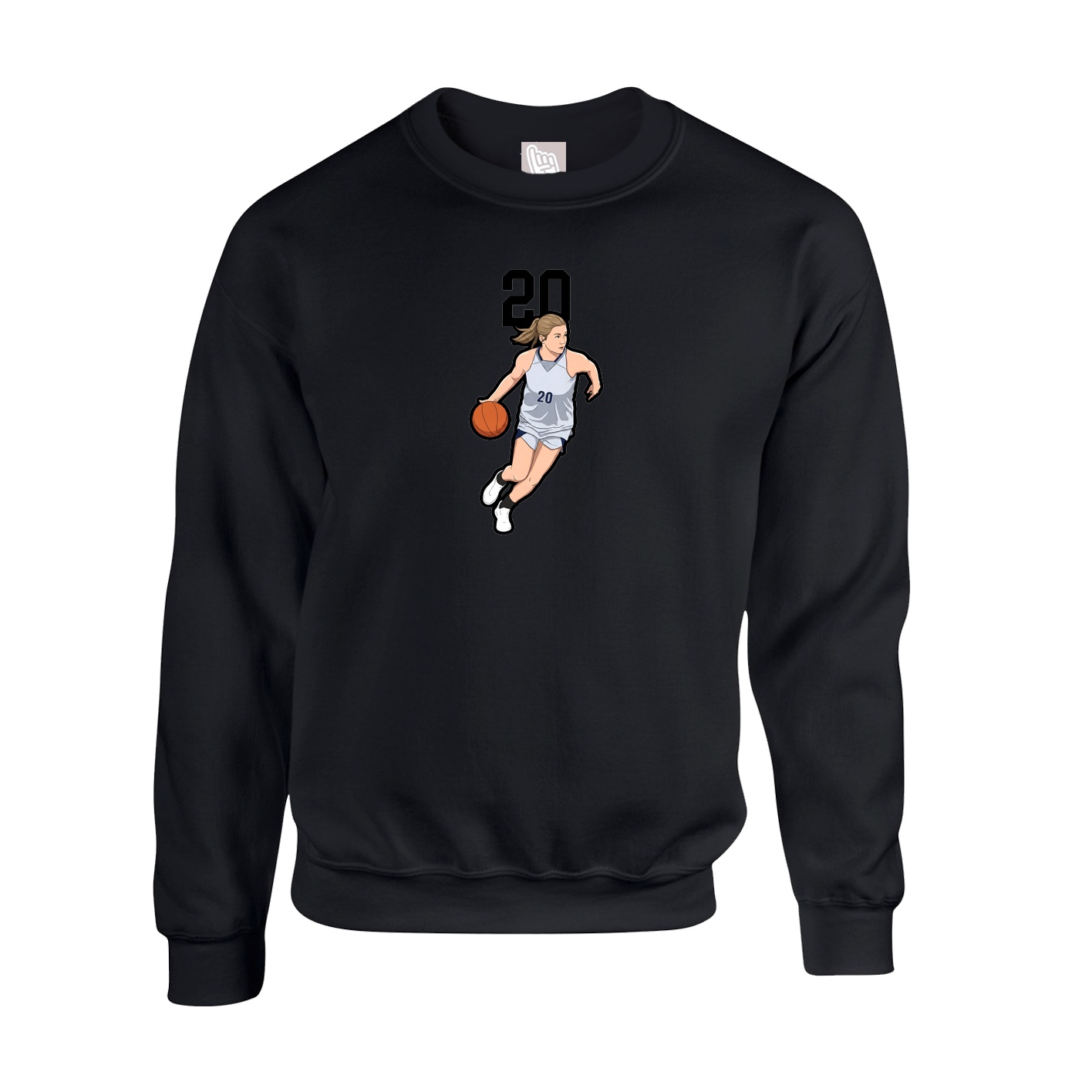 Fleece Crew — Number Top in Black