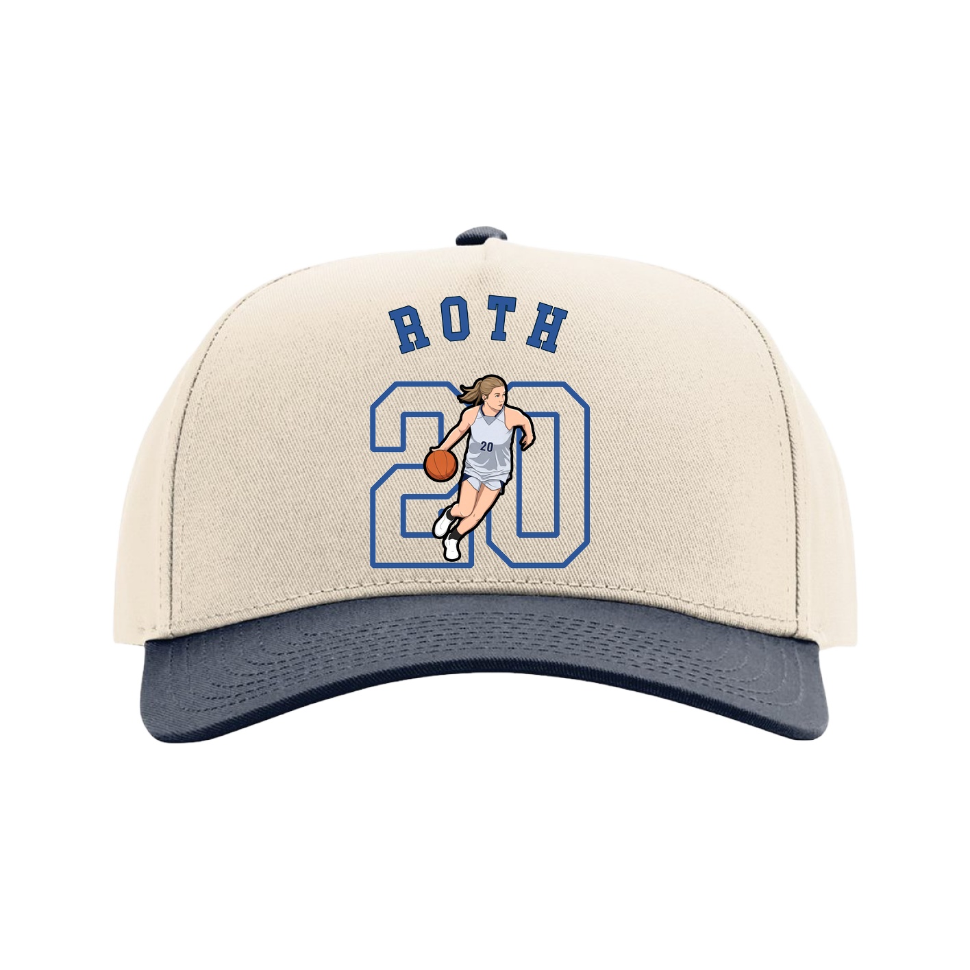 Full Fabric Five-Panel Champ Cap — Shirsey Arch in Cream/Navy