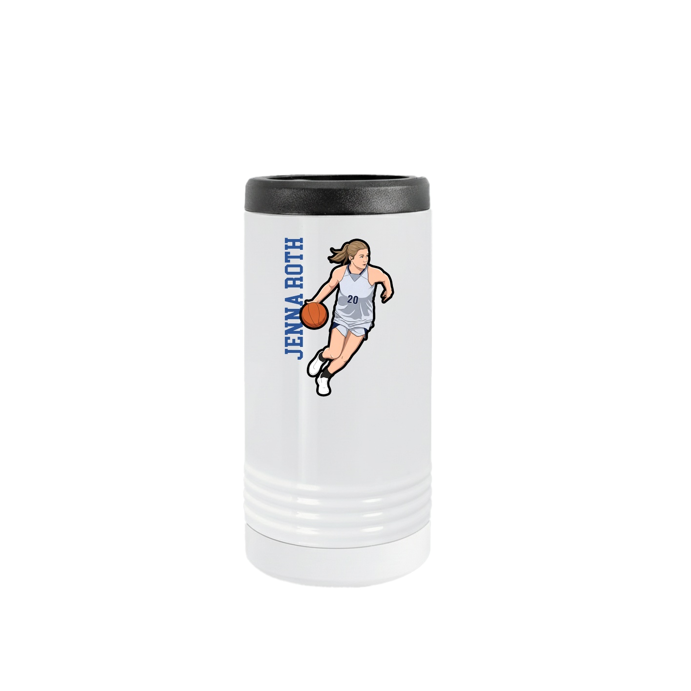 Slim Beverage Holder — Name Vertical in White