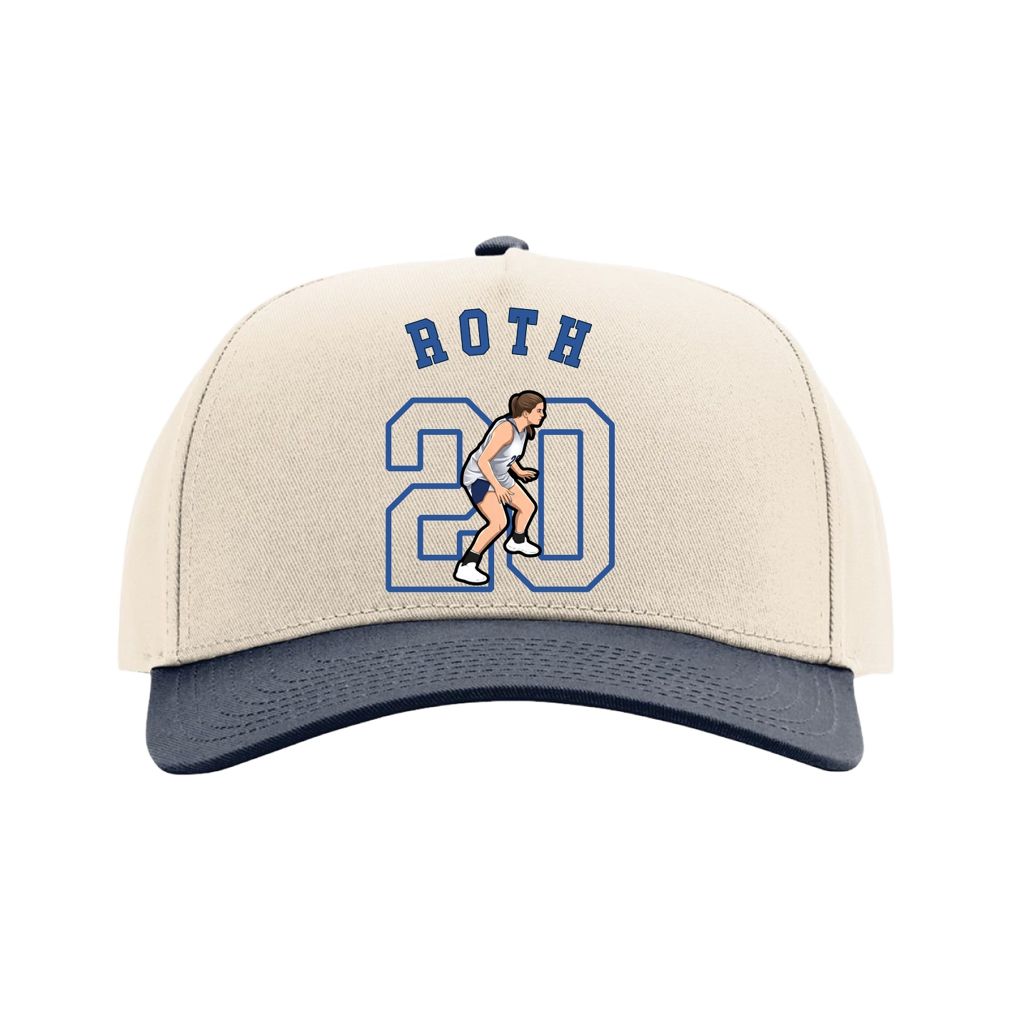 Full Fabric Five-Panel Champ Cap — Shirsey Arch in Cream/Navy