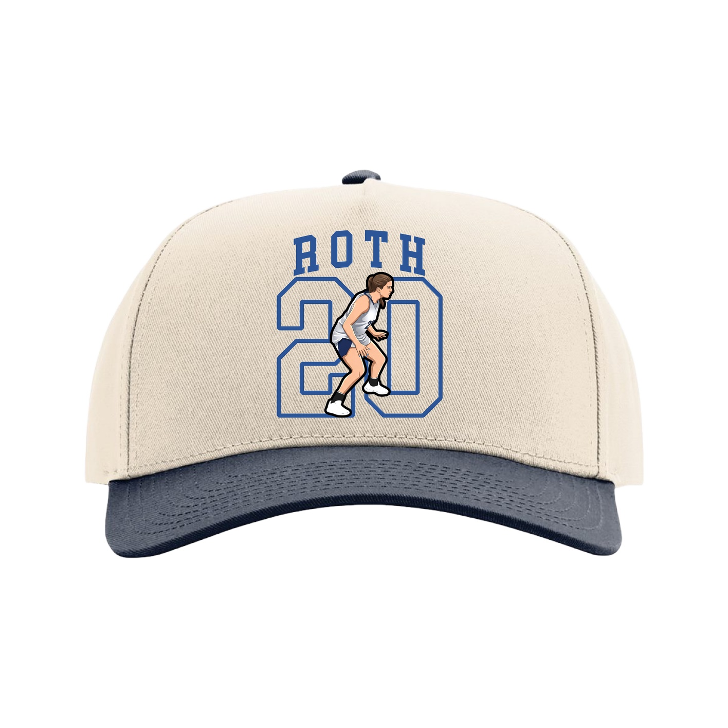 Full Fabric Five-Panel Champ Cap — Shirsey in Cream/Navy
